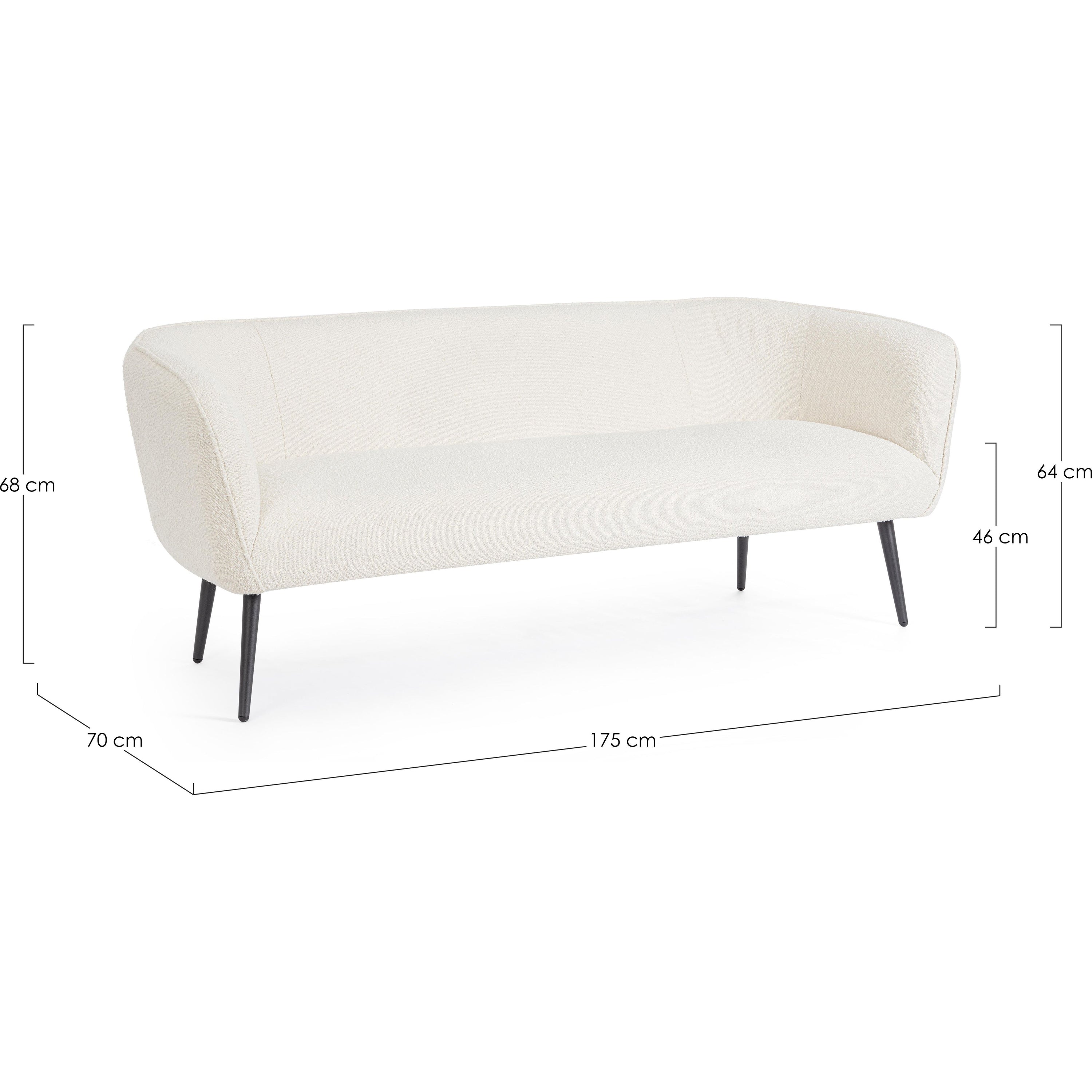 AVRIL 3 vietų sofa, boucle medžiaga, balta