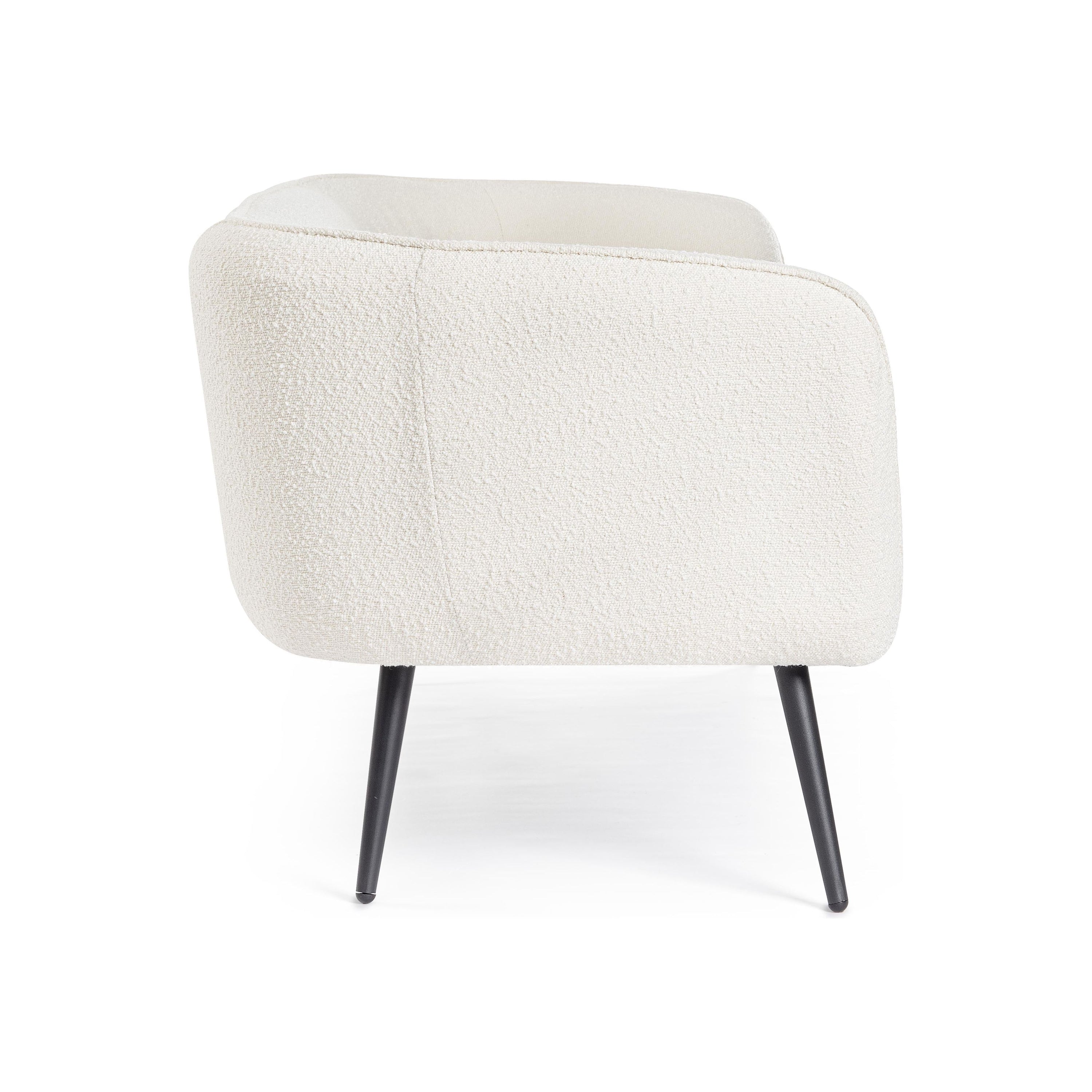 AVRIL 3 vietų sofa, boucle medžiaga, balta