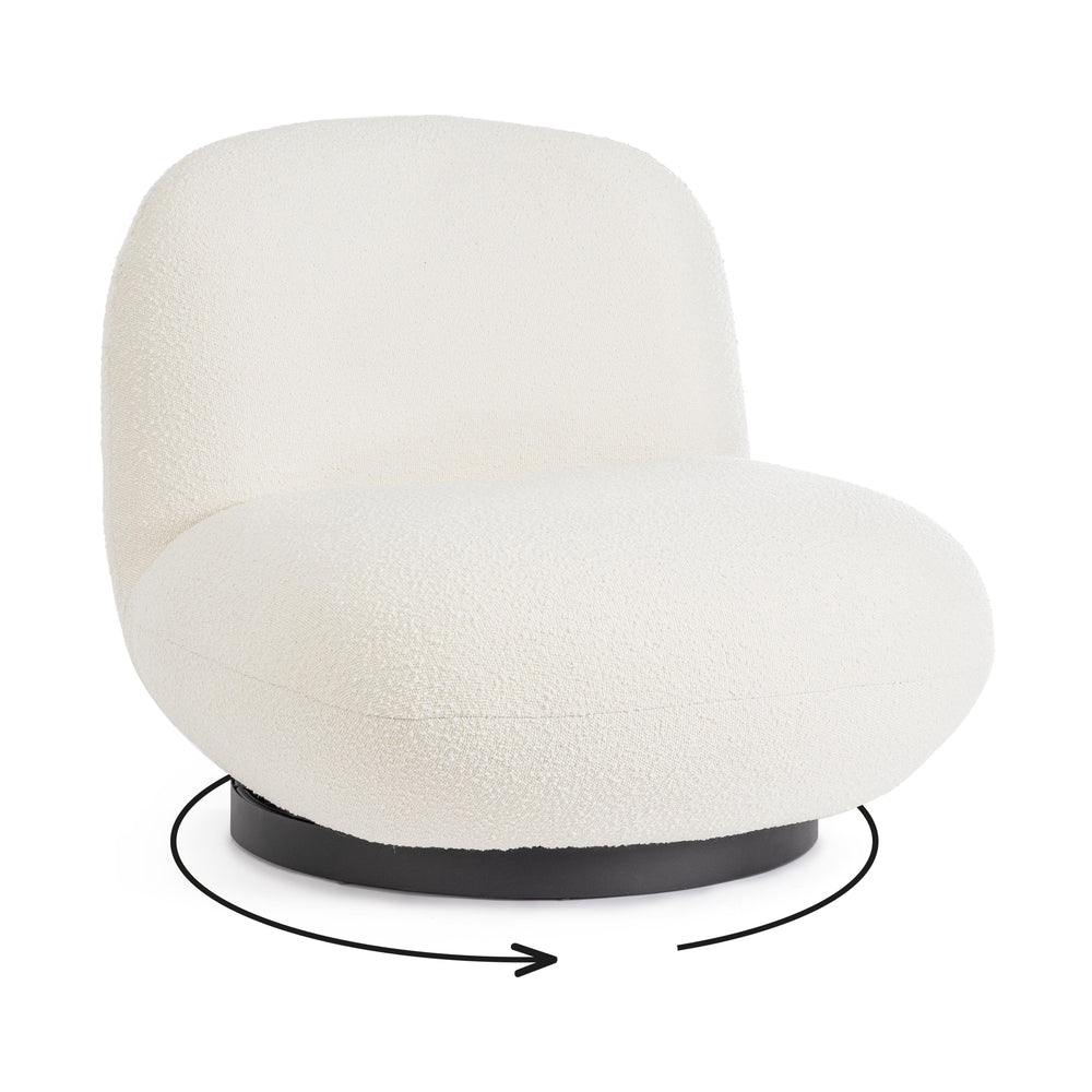 LARGOT fotelis, baltos spalvos, boucle