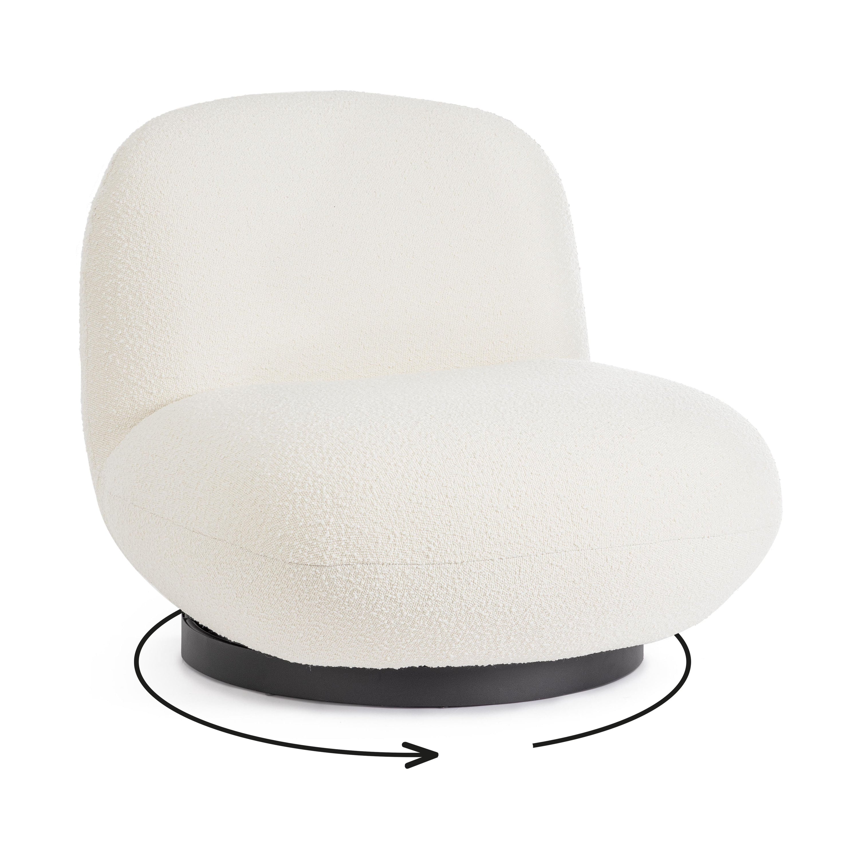 LARGOT fotelis, baltos spalvos, boucle