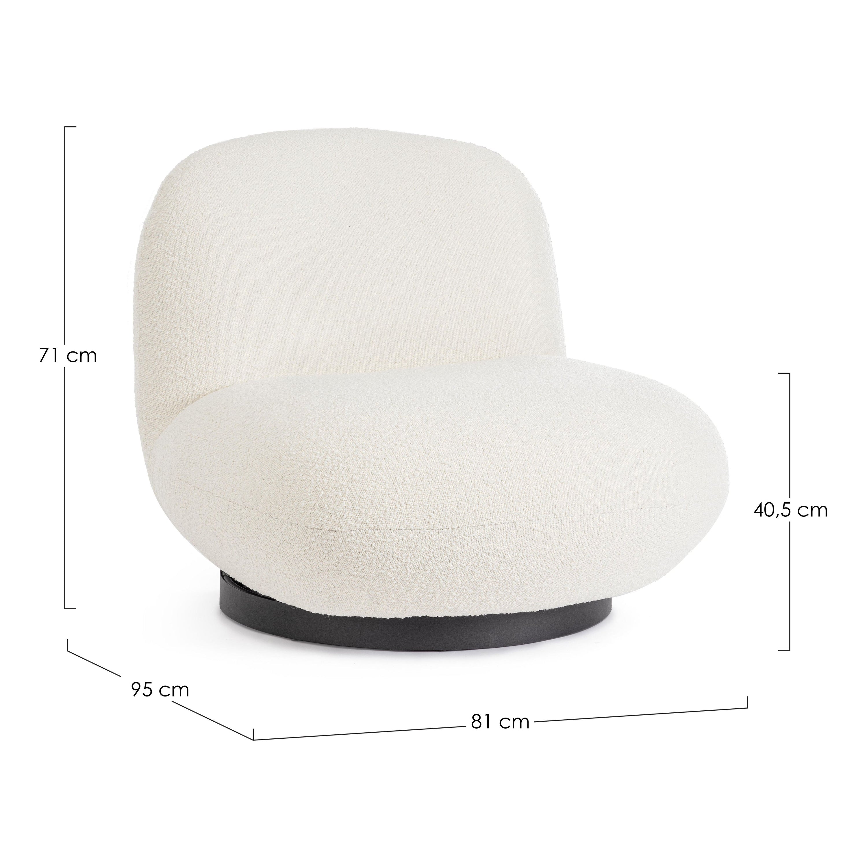 LARGOT fotelis, baltos spalvos, boucle