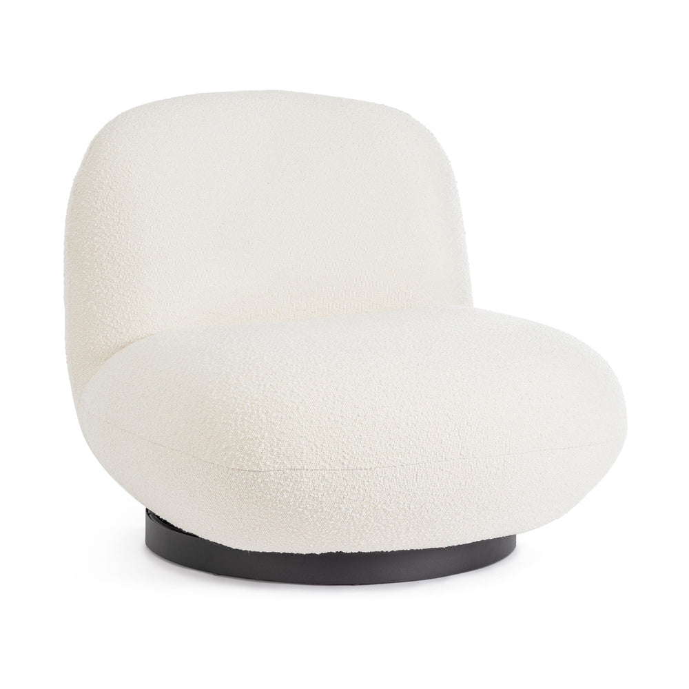 LARGOT fotelis, baltos spalvos, boucle