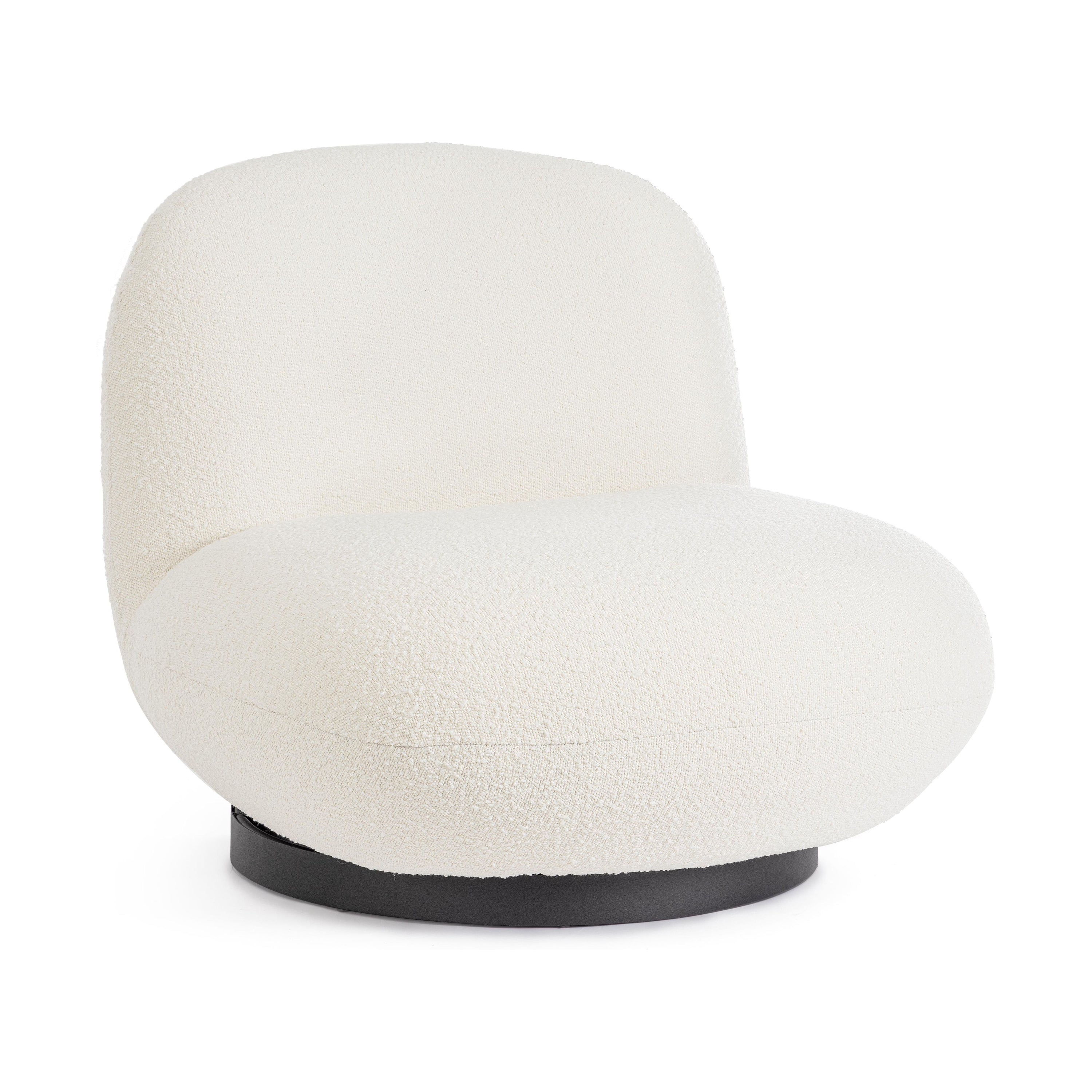 LARGOT fotelis, baltos spalvos, boucle