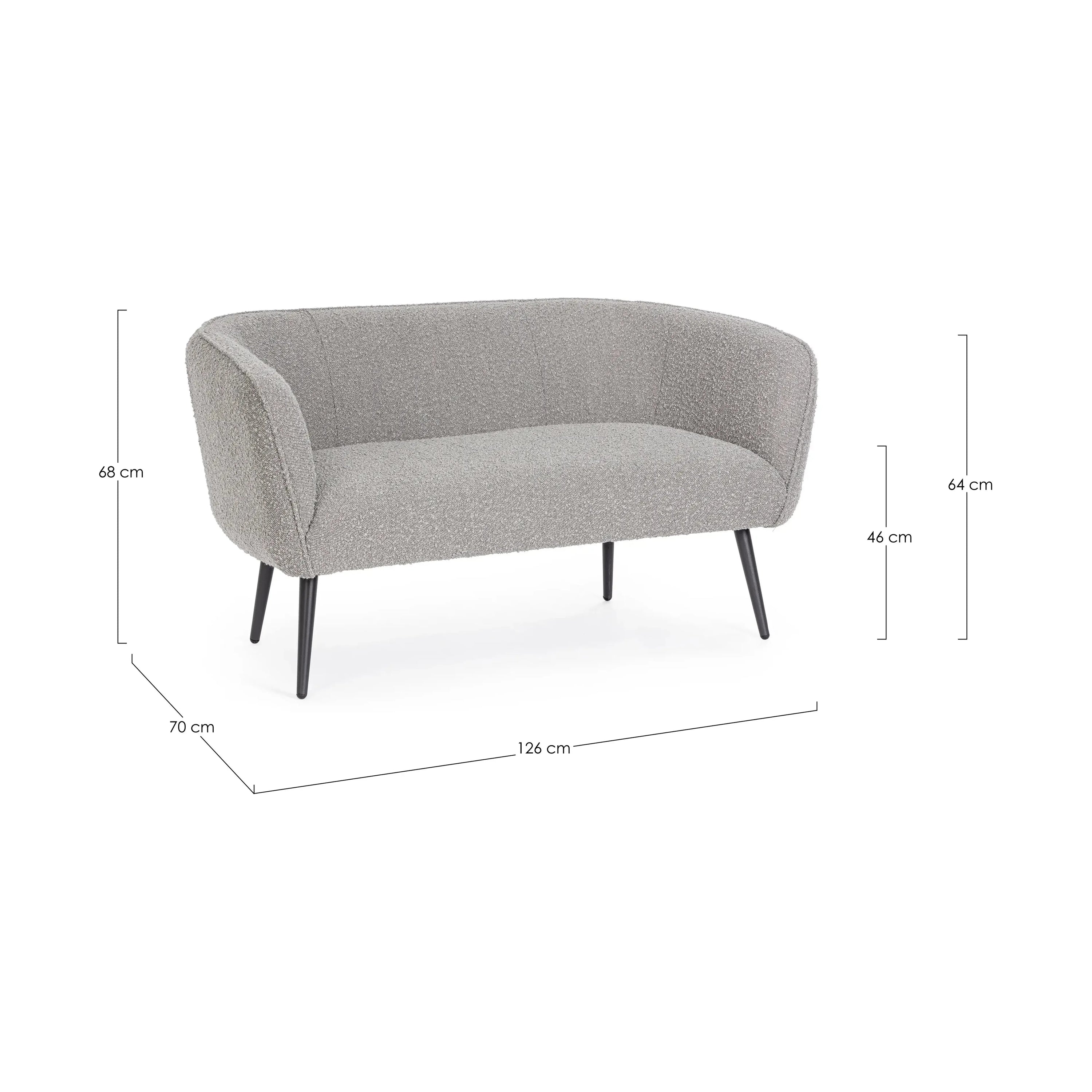 AVRIL 2 vietų sofa, boucle medžiaga, pilka