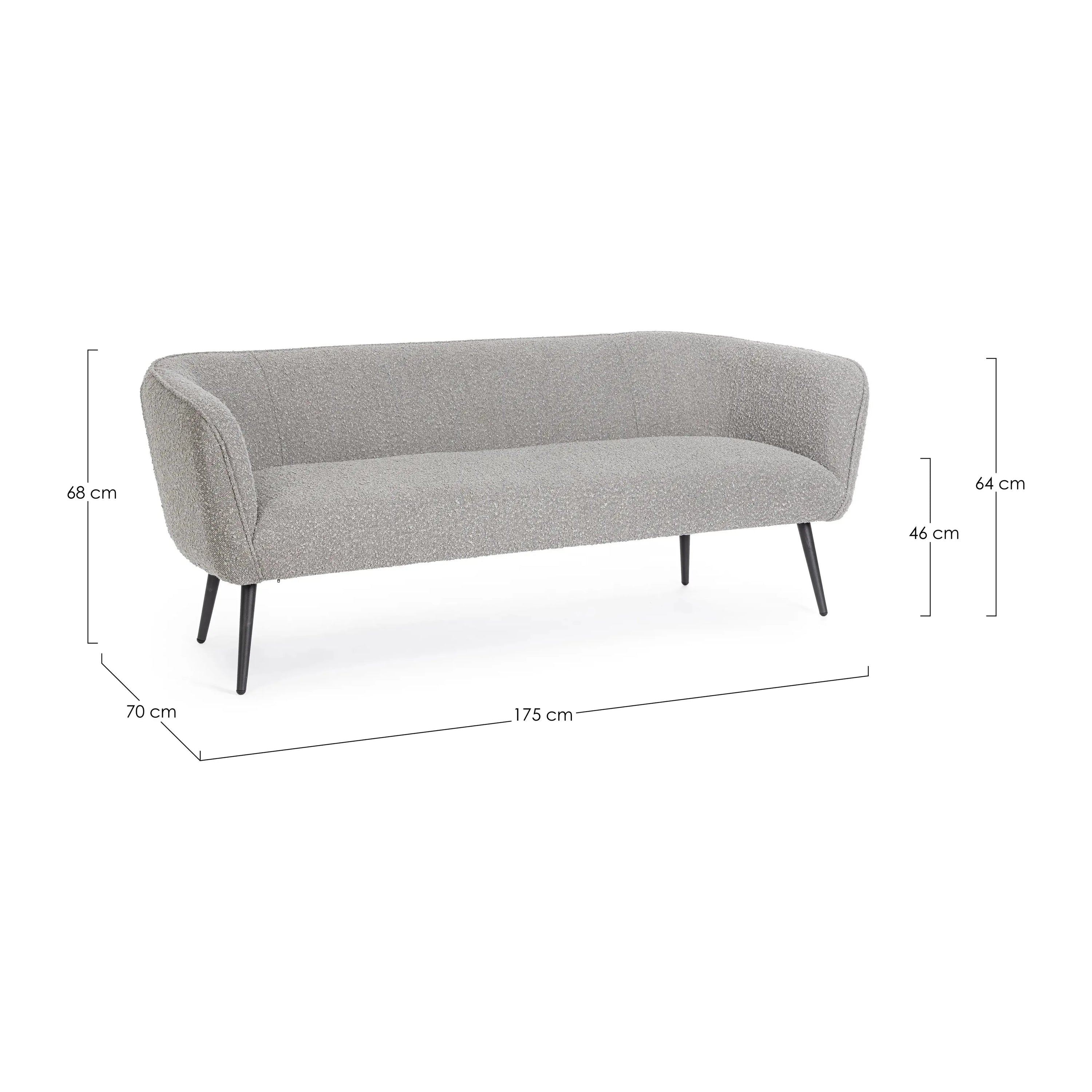 AVRIL 3 vietų sofa, boucle medžiaga, pilka