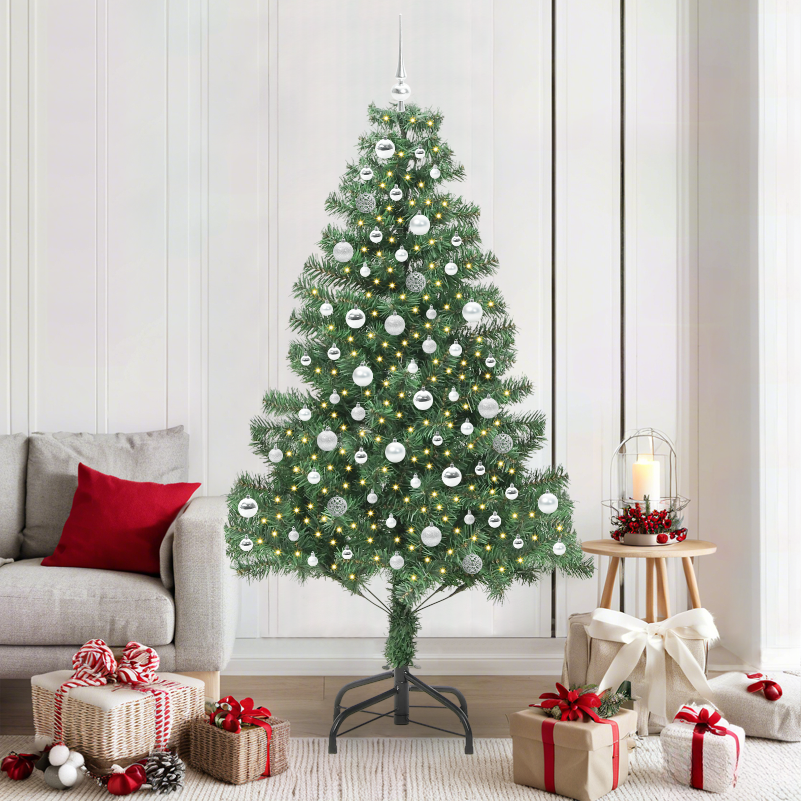 Kalėdų eglutė su 300 LED s stovu Žalia 210 cm PVC