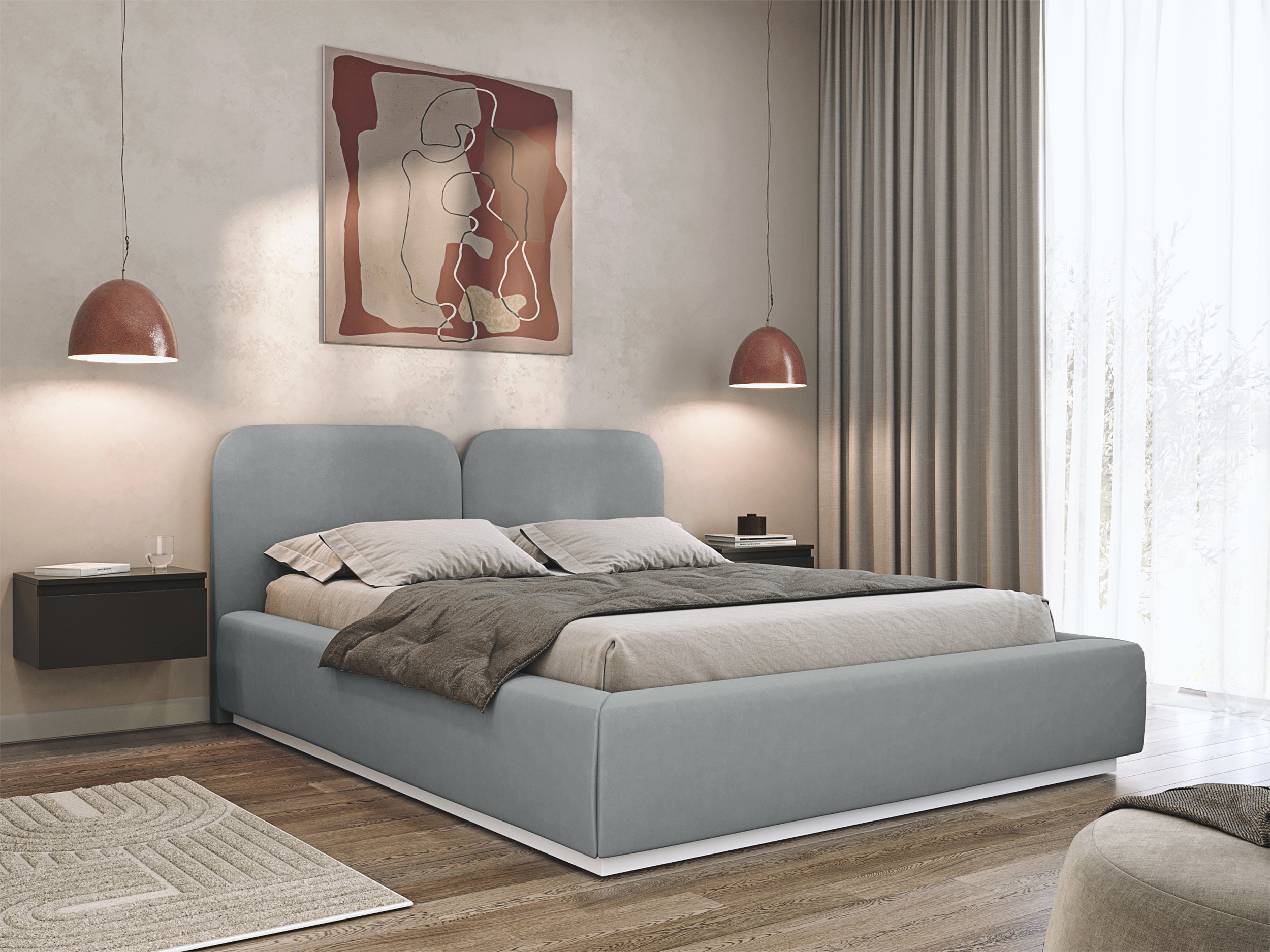 COMOVES ROYAL bedroom bed, blue-grey colour