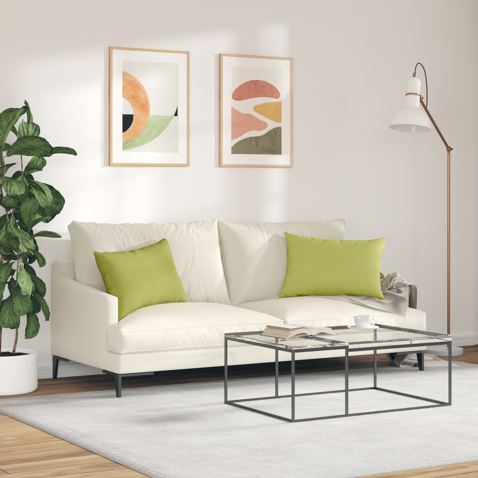 Sofa Pagalvės 2 pcs Šviesiai žalia 60 x 40 cm audinys