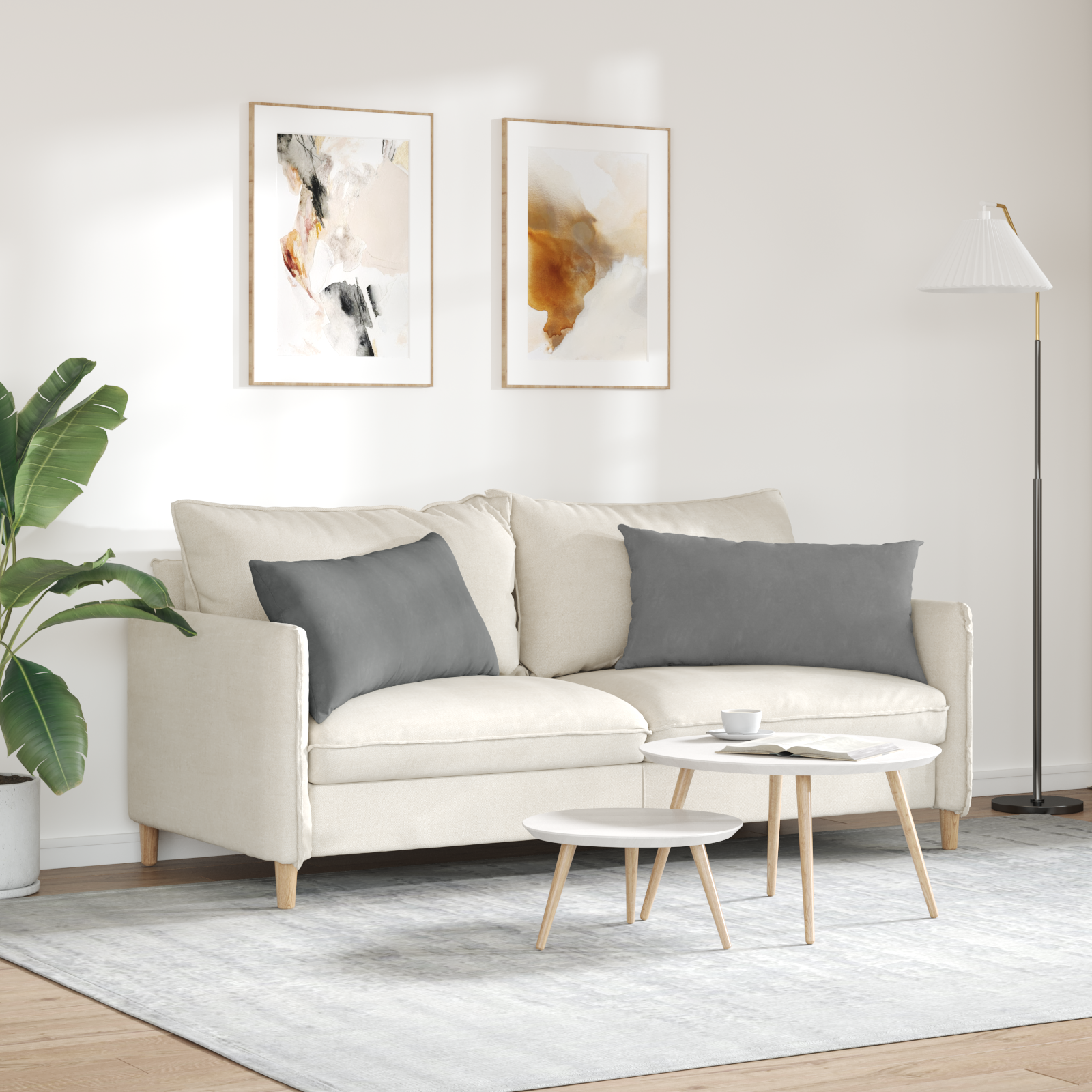 Sofa Pagalvės 2 pcs Tamsiai pilka 80 x 40 cm audinys