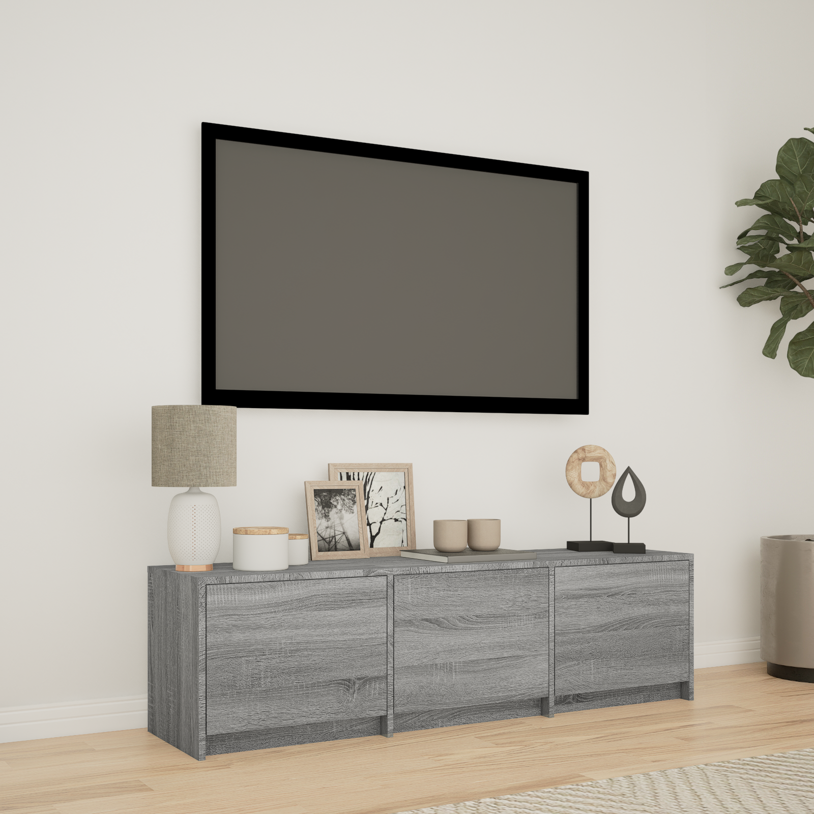 TV spintelė su LED su LED Pilka Sonoma 140 x 34 x 40 cm