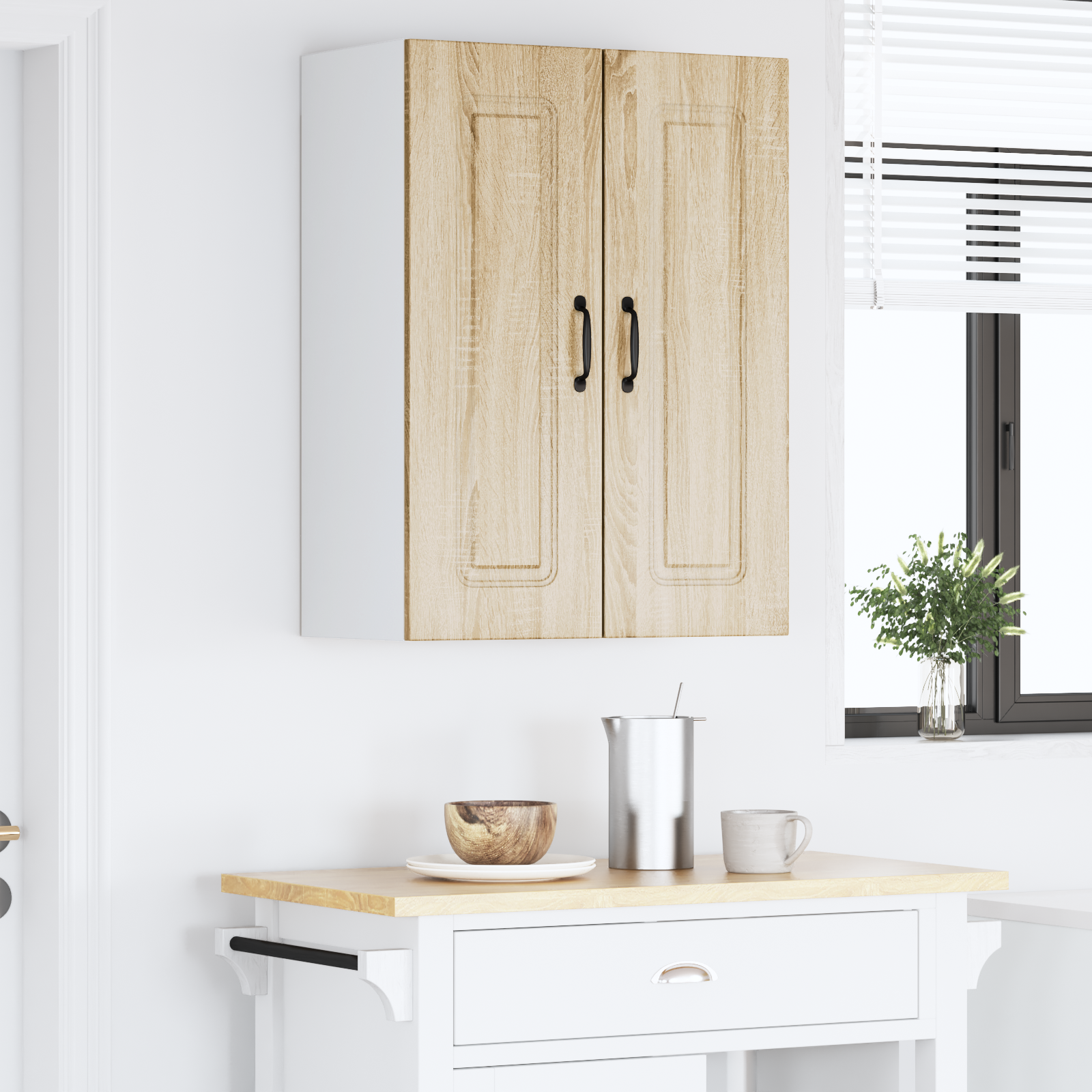 Virtuvės sieninė spintelė 2 pcs Sonoma ąžuolas 30 x 31 x 80 cm
