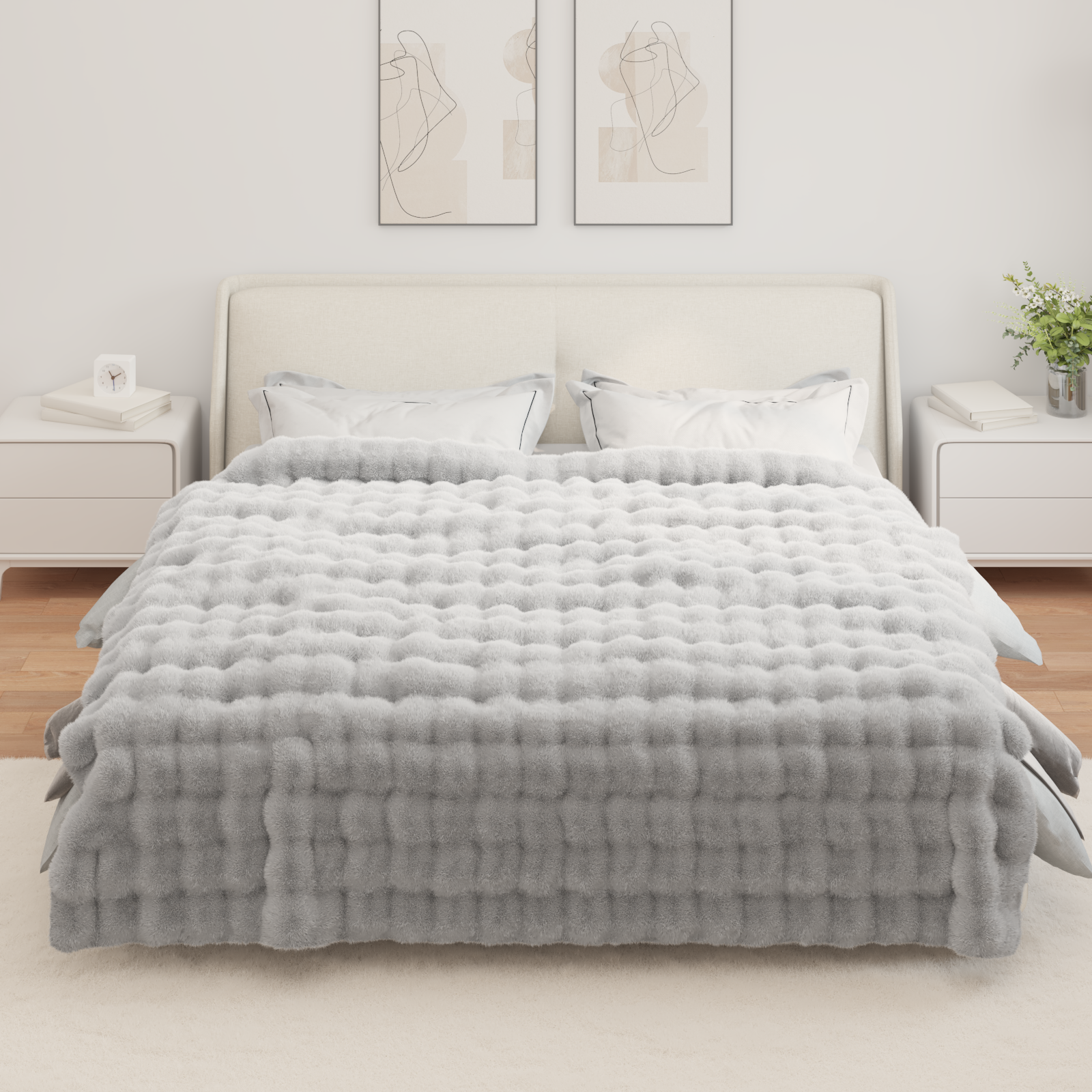 Neslystanti antklodė iš dirbtinio triušio kailio Olite 4 pcs