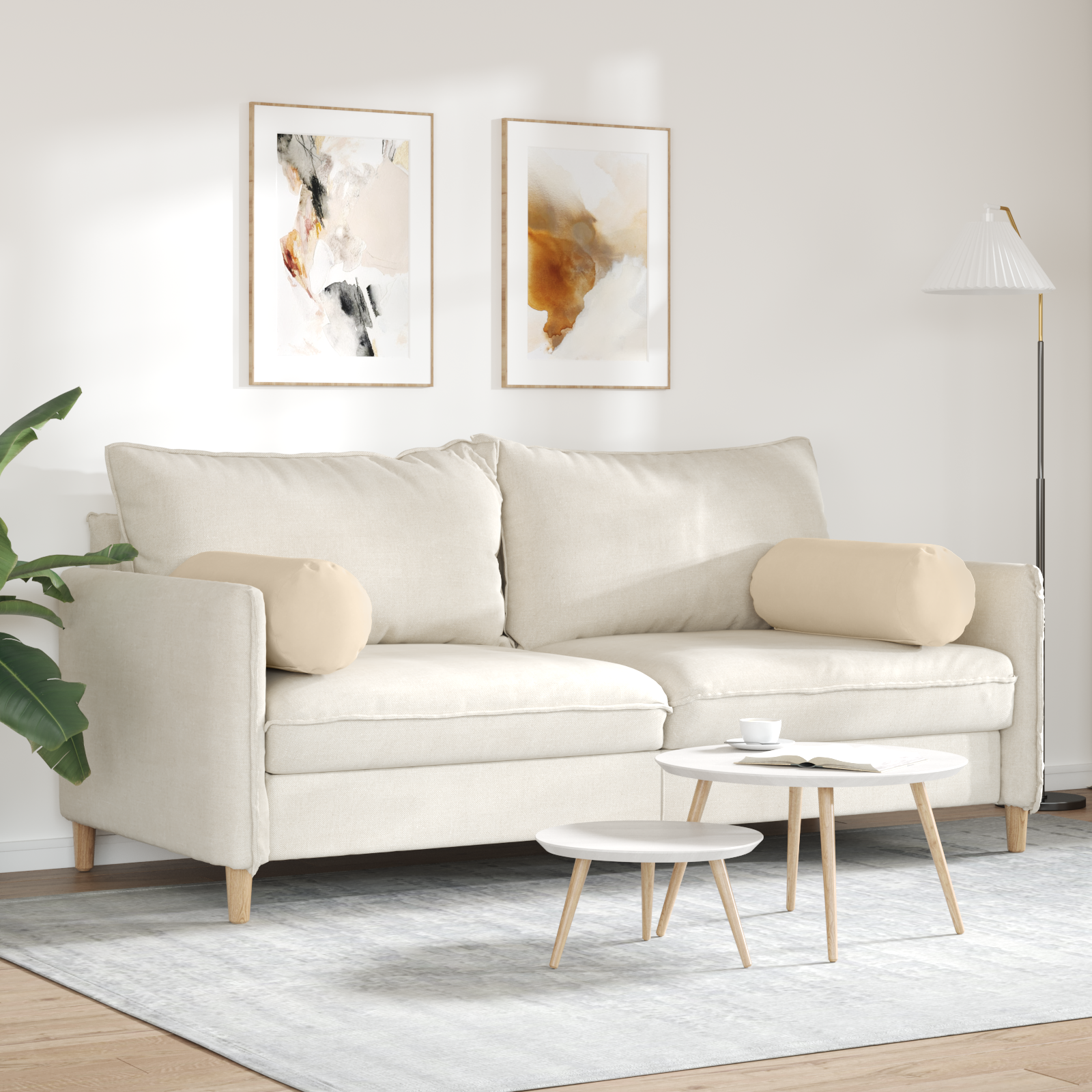 Pagalvės 2 pcs Kreminė Ø 25 x 70 cm Mikropluošto audinys