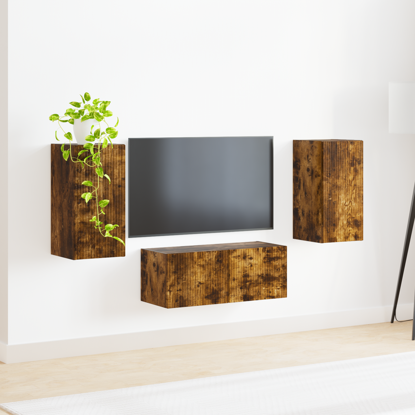 TV spintelių komplektas 6 pcs Rūkyta ąžuolas Apdirbta mediena