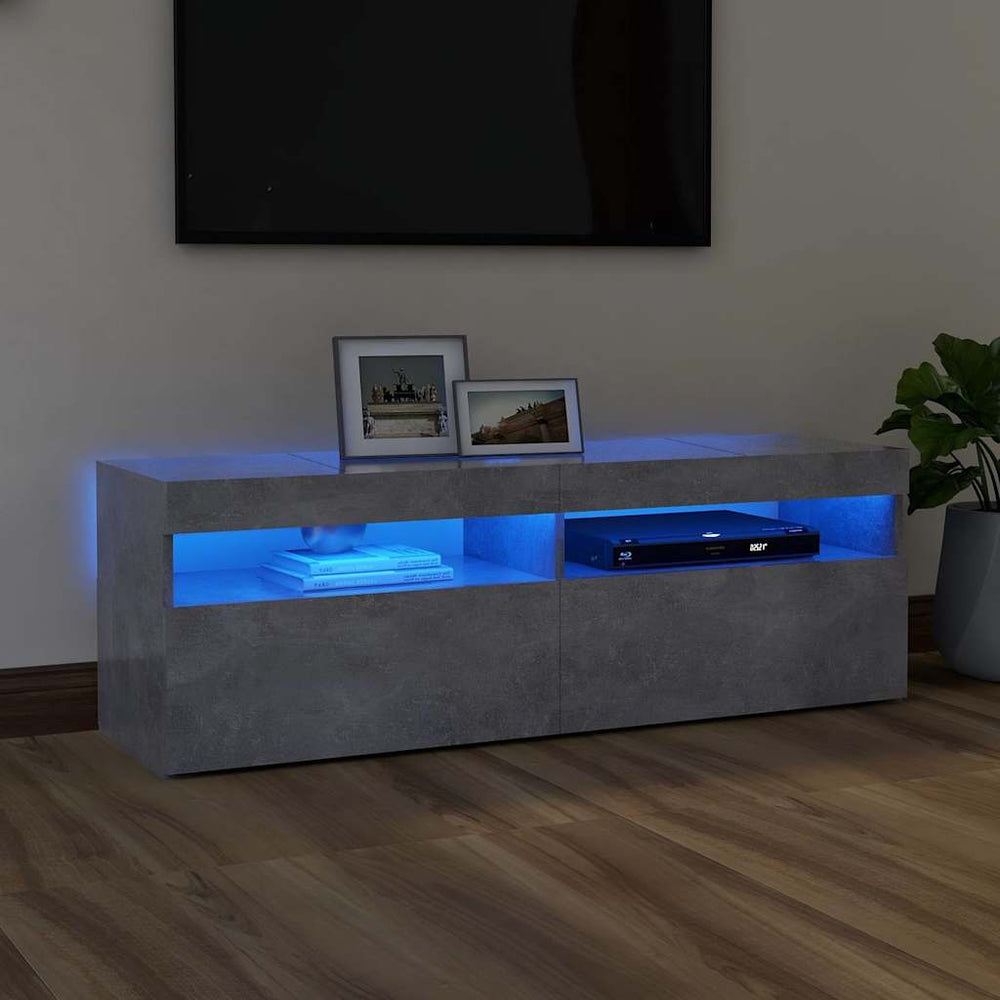 TV spintelė su LED apšvietimu, betono pilka, 120x35x40 cm