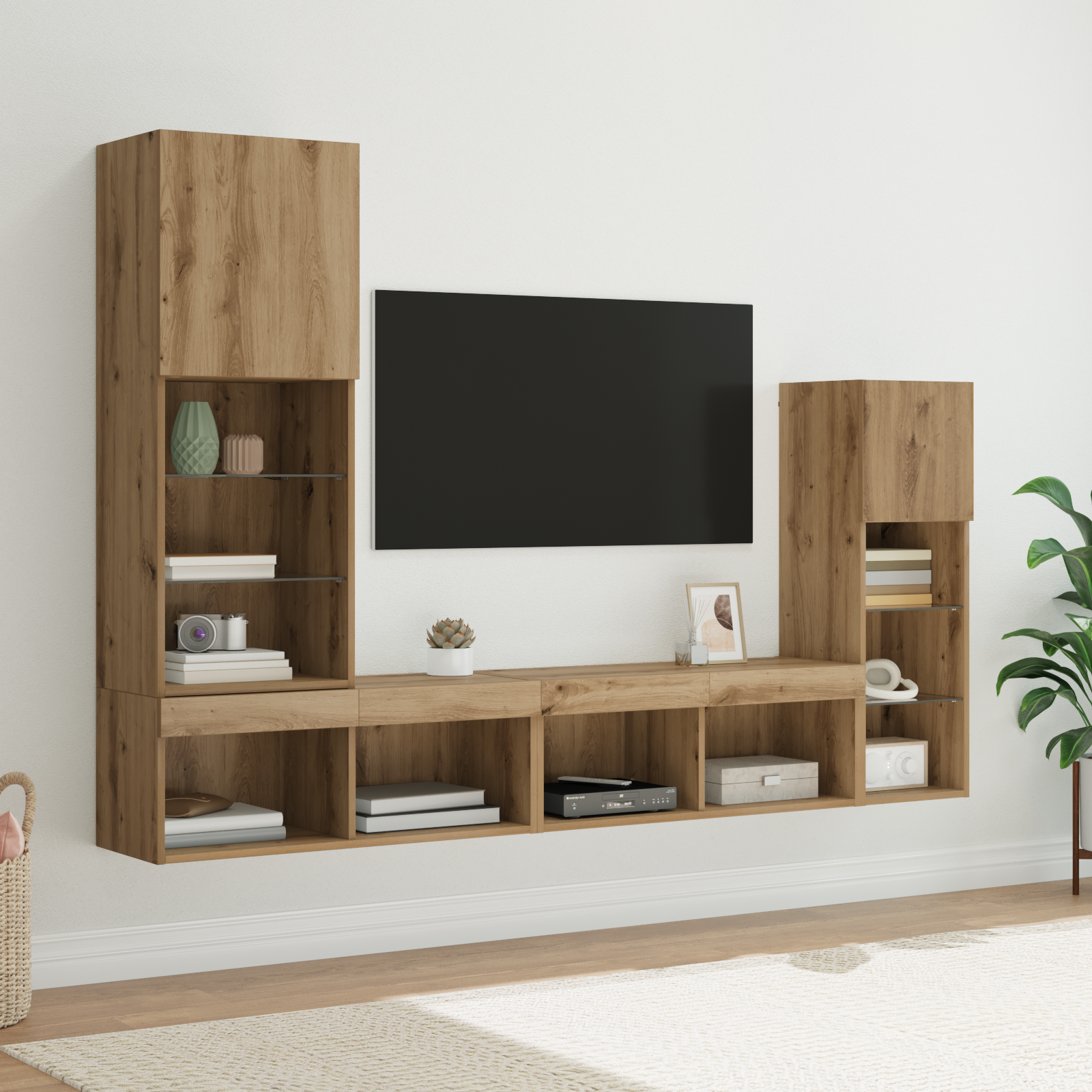 TV sieniniai vienetai 4 pcs Amatininkų ąžuolas Apdirbta mediena