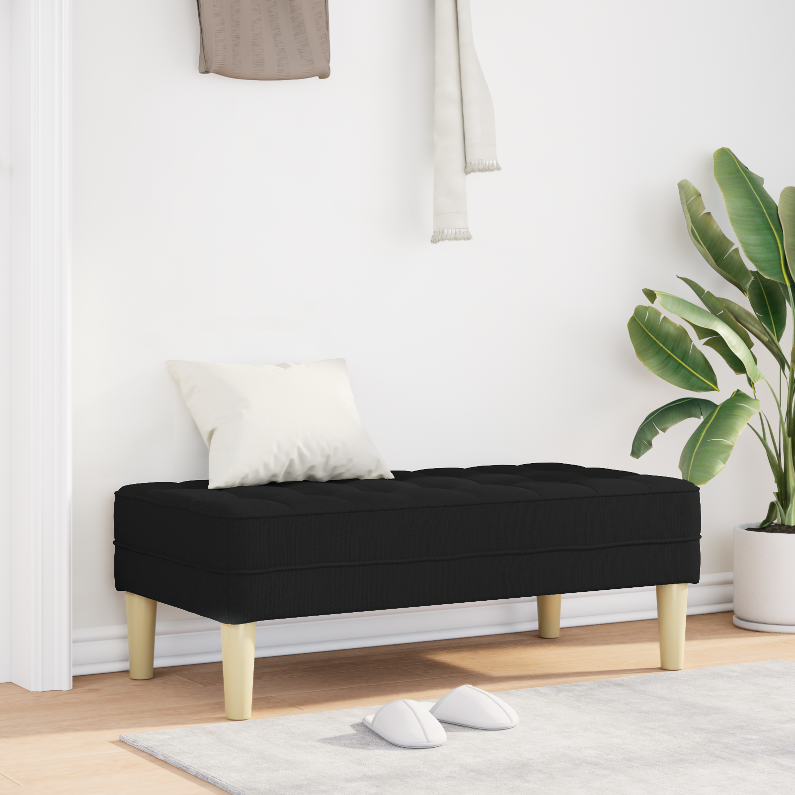 Bench Black 113x57x39 cm Fabric
