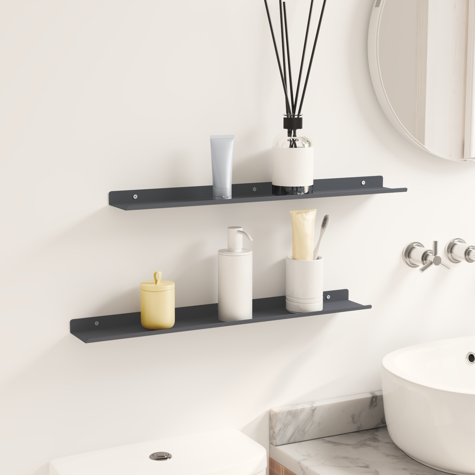 Floating Shelf 2 pcs Anthracite 60 x 8.5 x 2.5 cm