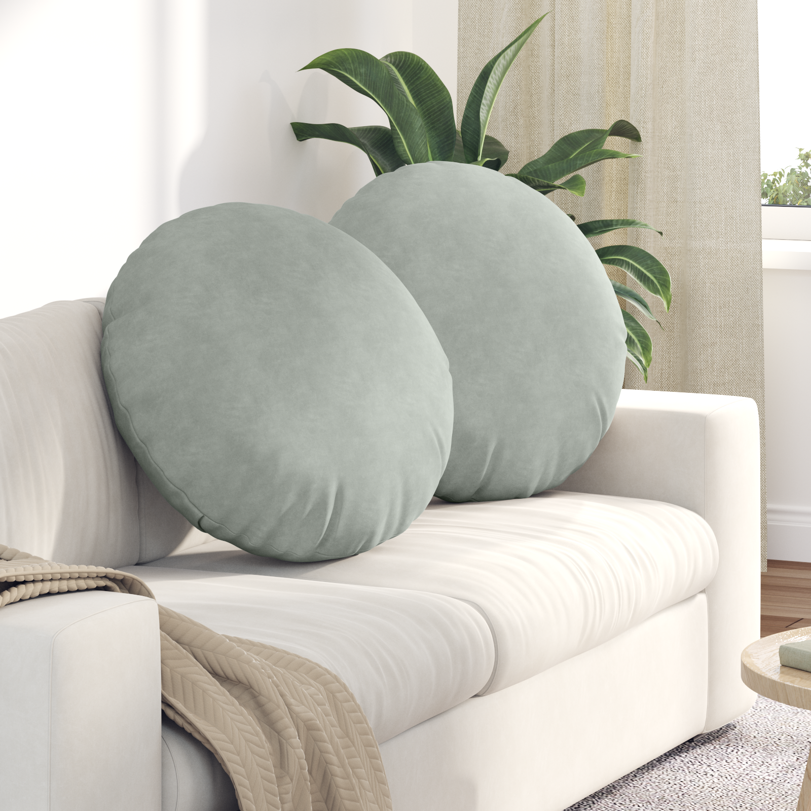 Sėdynių pagalvėlės 2 pcs Šviesiai pilka Ø 40 x 13 cm Aksomas