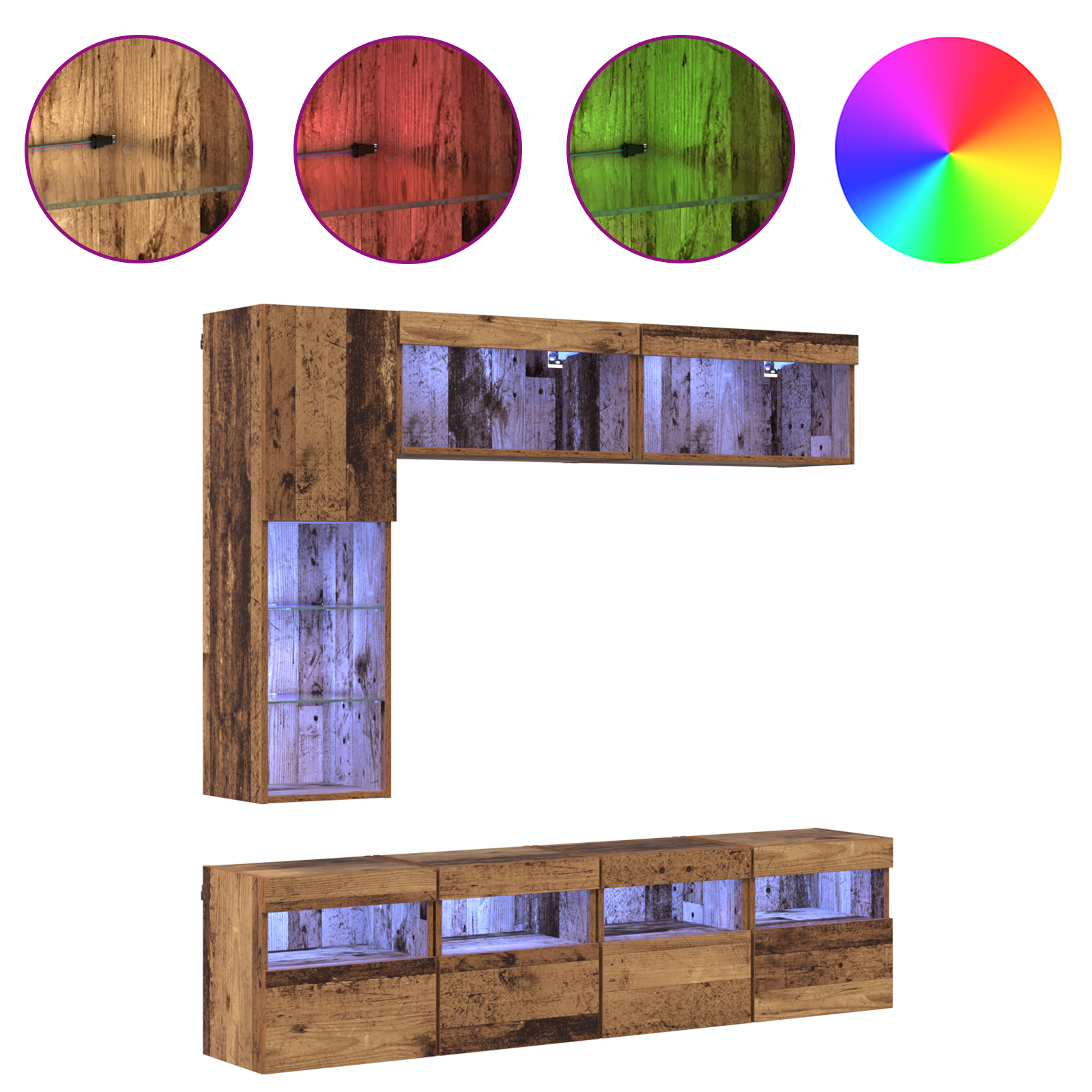 TV cabinet 7 pcs Reclaimed wood