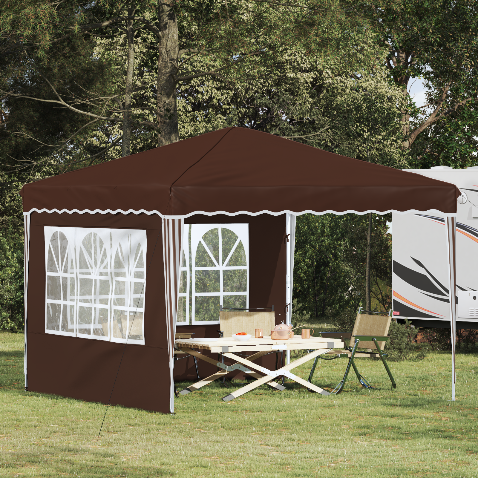 Pop-up Party Tent Brown 288 x 288 x 245 cm