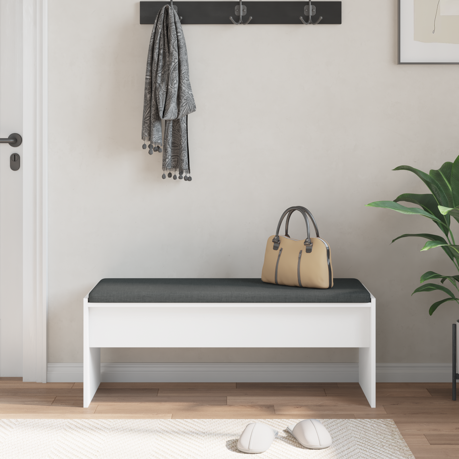 Hallway bench with cushion White 100 x 38 x 46 cm