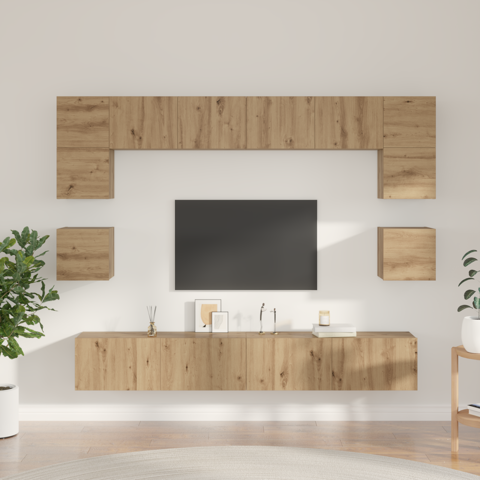 TV spintelių komplektas 8 pcs Amatininkų ąžuolas
