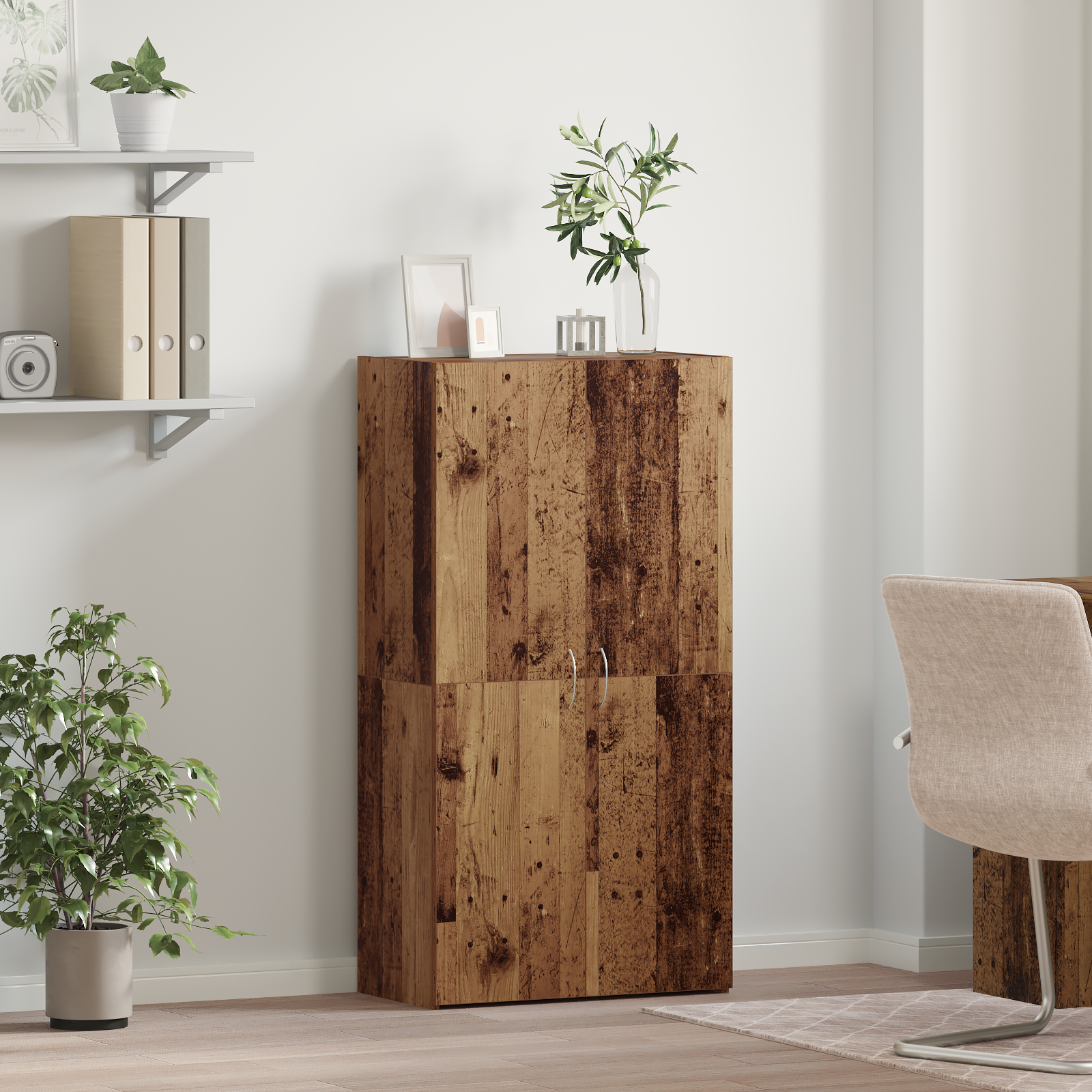 Office Cabinet Black Oak 60 x 32 x 115 cm Engineered Wood