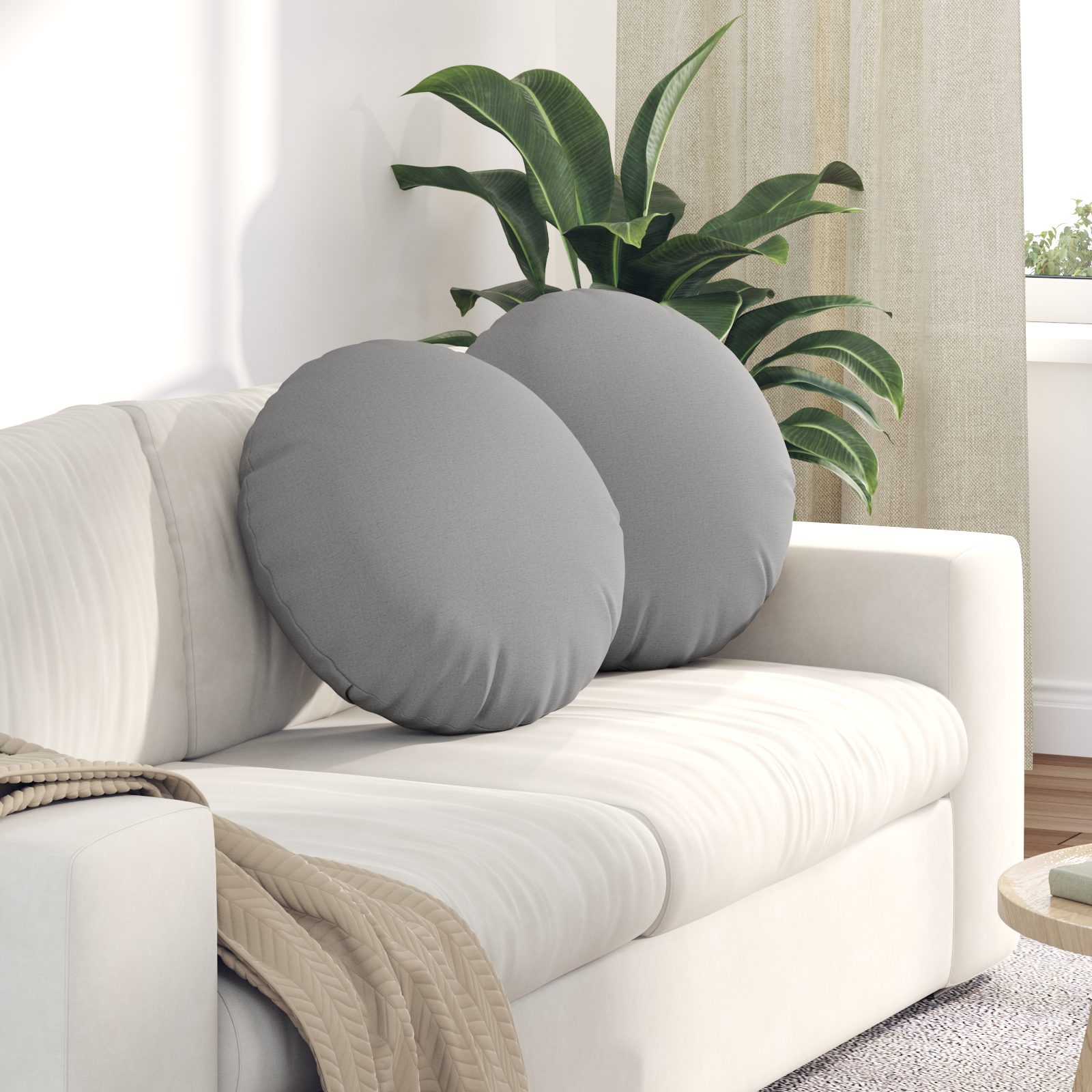 Sėdynių pagalvėlės 2 pcs Debesų pilka Ø50 x 19 cm audinys