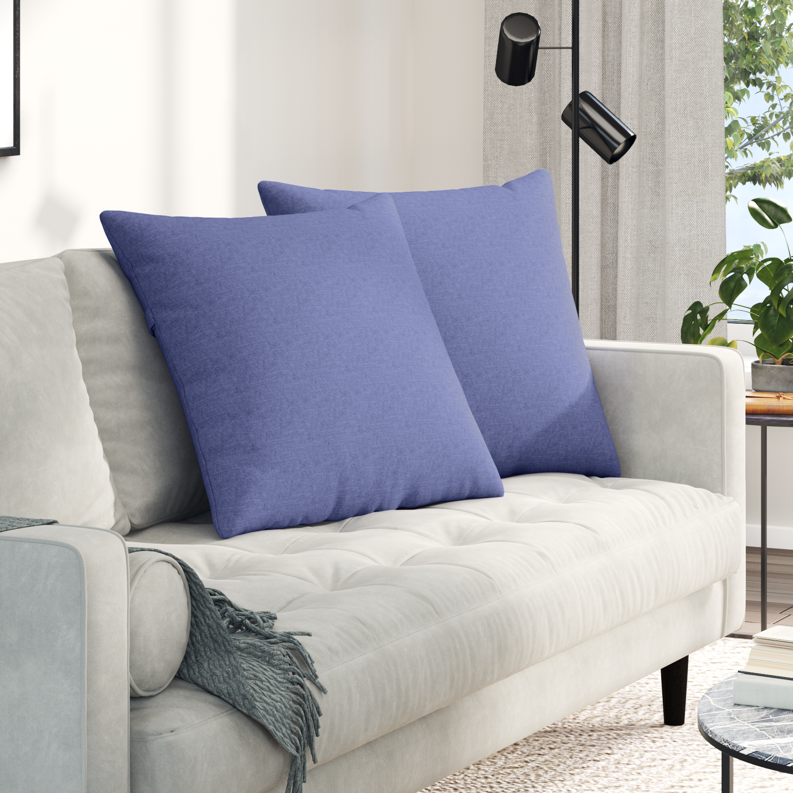 Sofa Cushions 2 pcs Blue 80 x 80 cm fabric