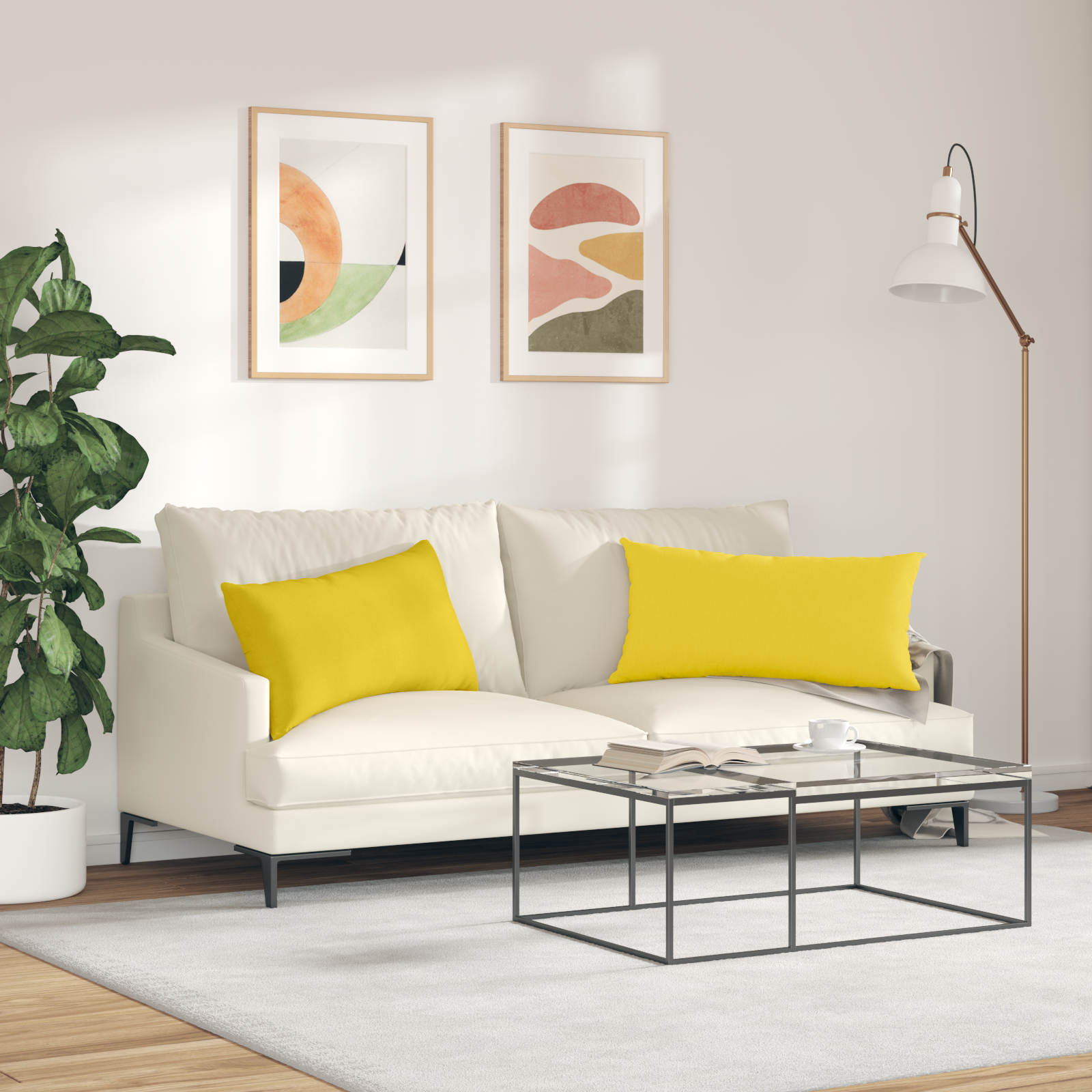 Dīvāna Spilveni 2 gab. Gaiši dzelteni 80 x 40 cm audums