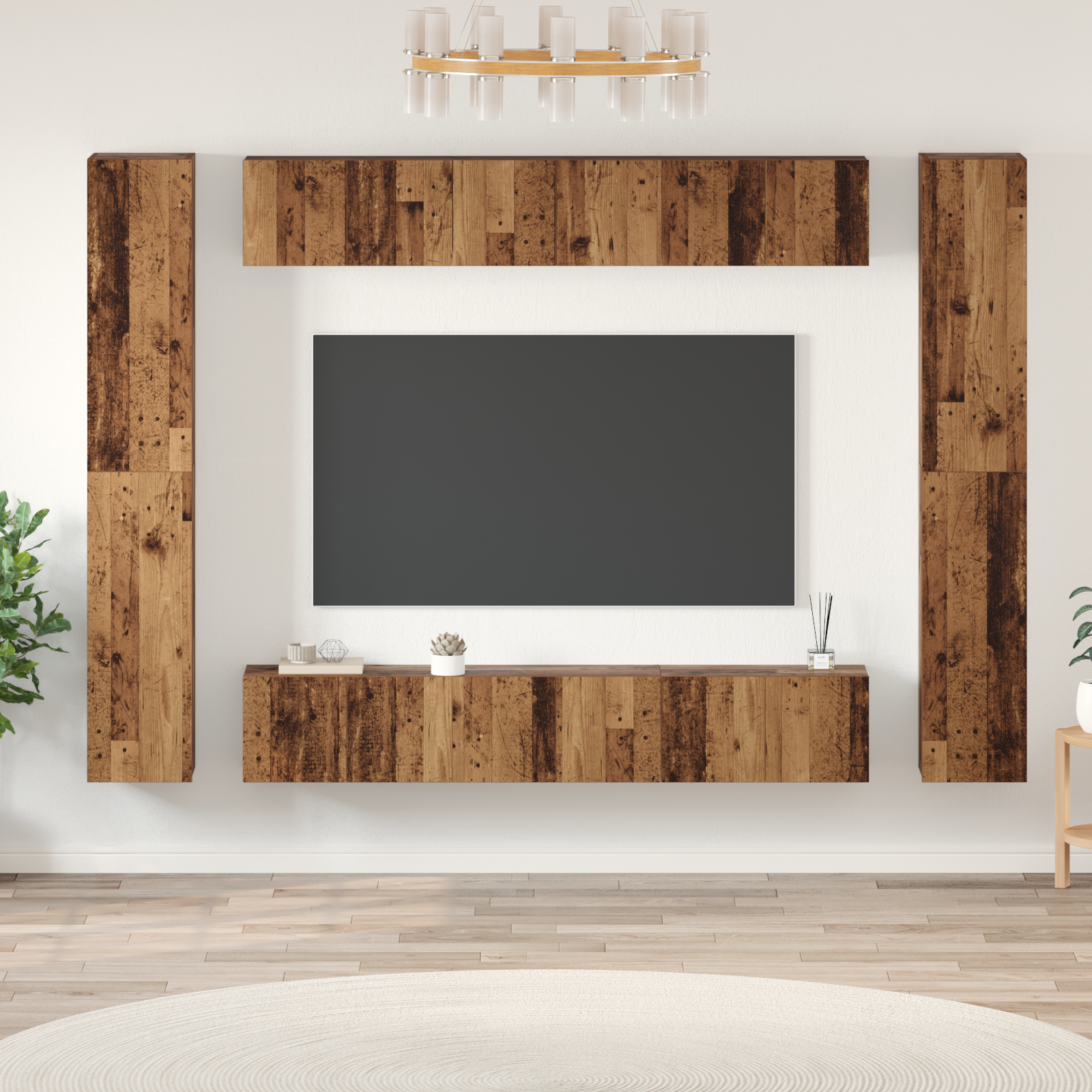 TV spintelių komplektas 10 pcs Senovinis medis Apdirbta mediena