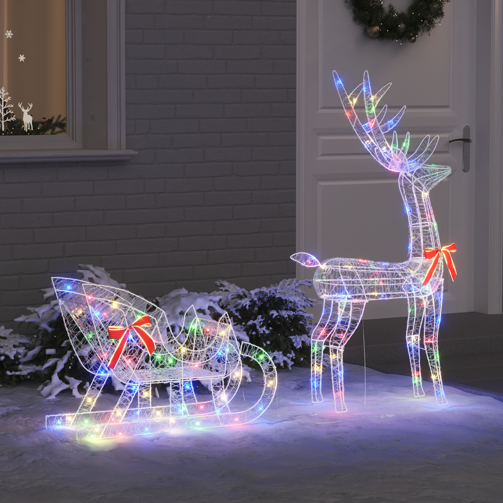 Deer-drawn sleigh Colorful 70 x 26 x 128.5 cm Acrylic