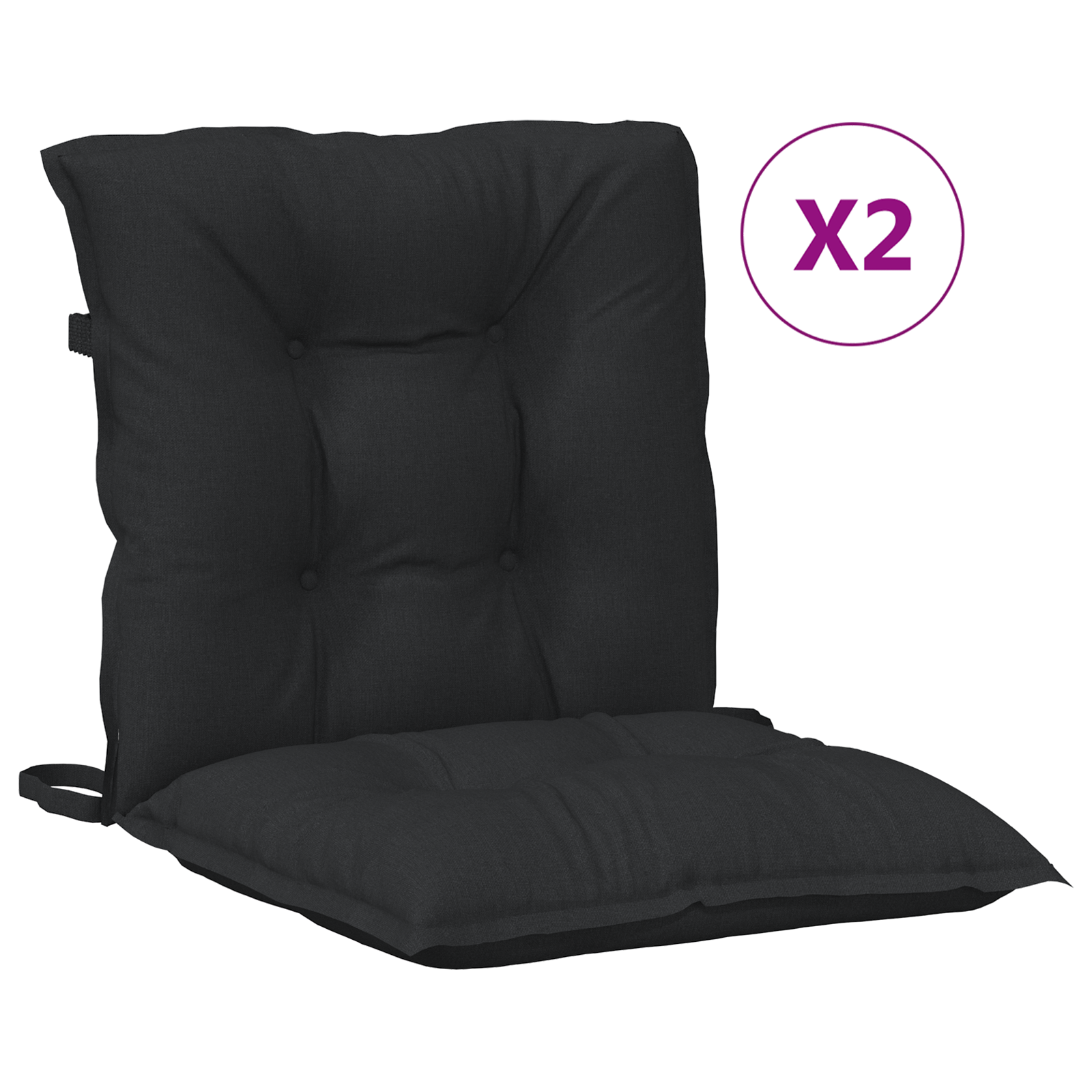 Žemintaško kėdžių pagalvėlės rinkinys 2 pcs Melanas Juodas