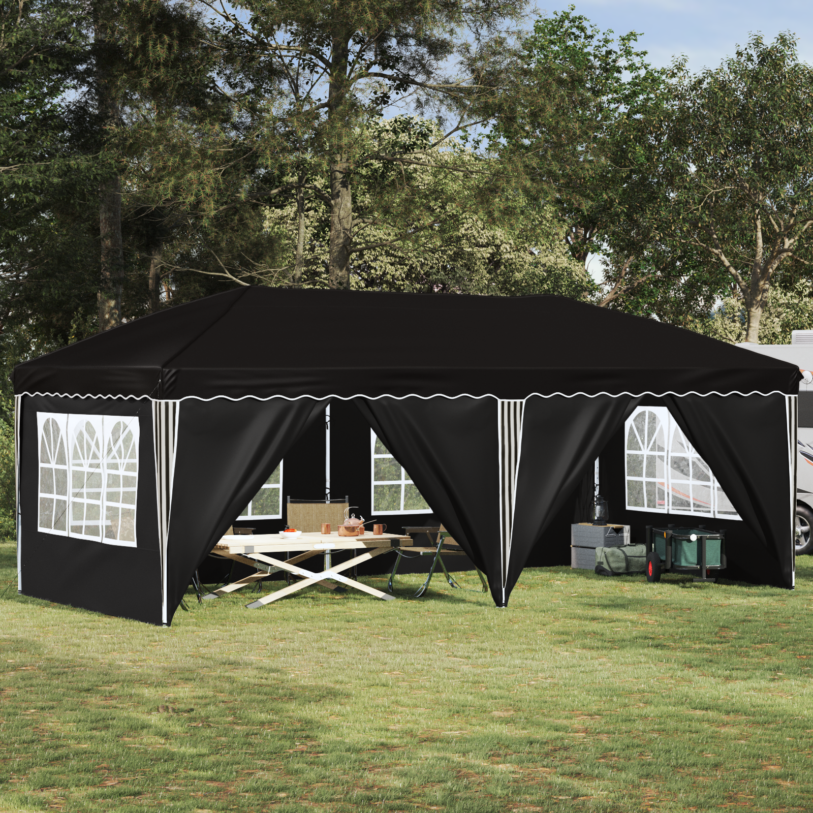 Pop-up šventinis palapinė 575 x 288 x 245 cm Juoda