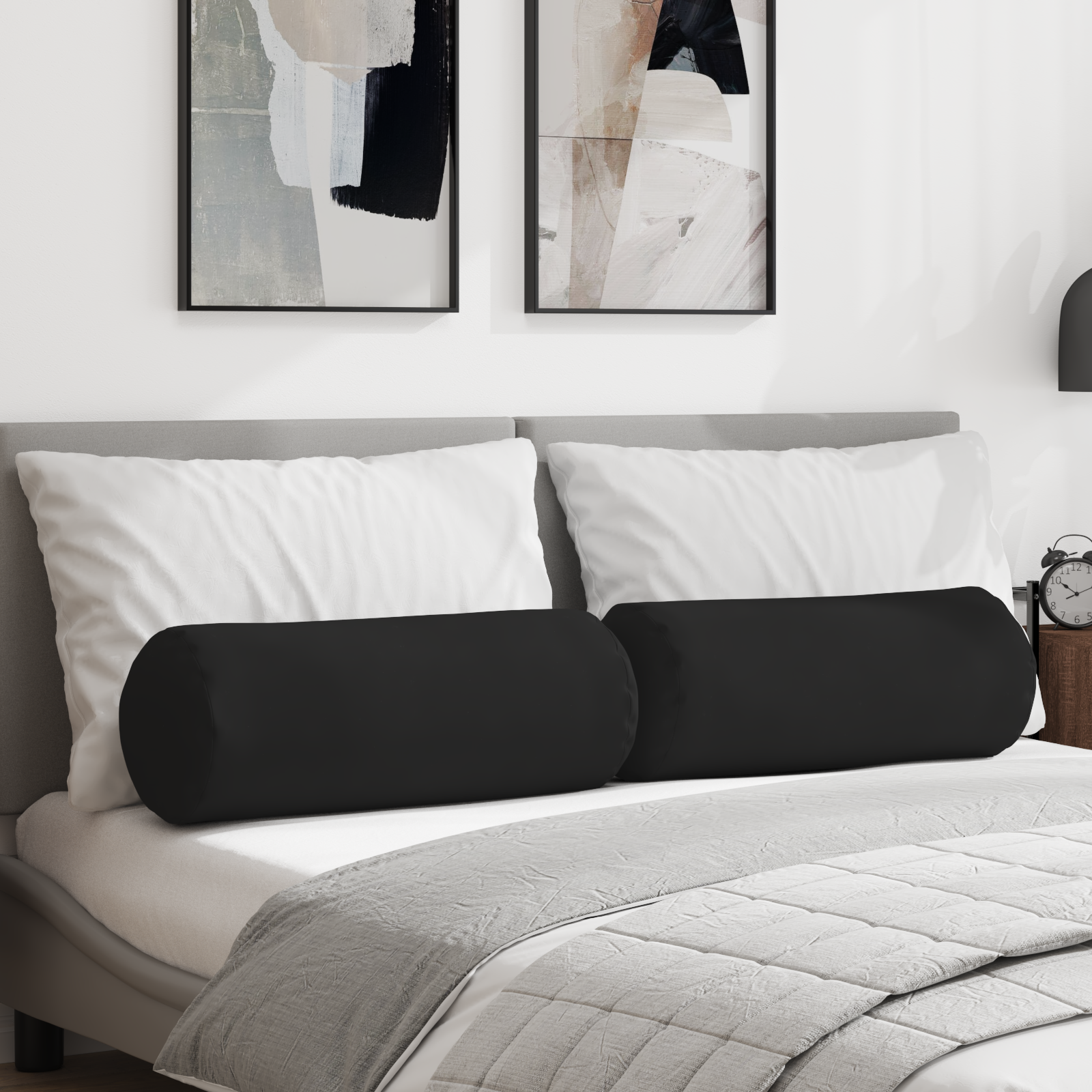 Pagalvės 2 pcs Juoda Ø 25 x 70 cm Mikropluošto audinys
