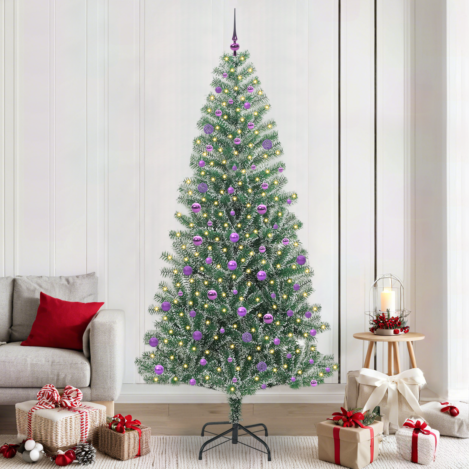 Dirbtinė Kalėdų Eglė HOLLOW STAR, Su Sniegu ir LED Šviesa su 300 LED 240 cm.