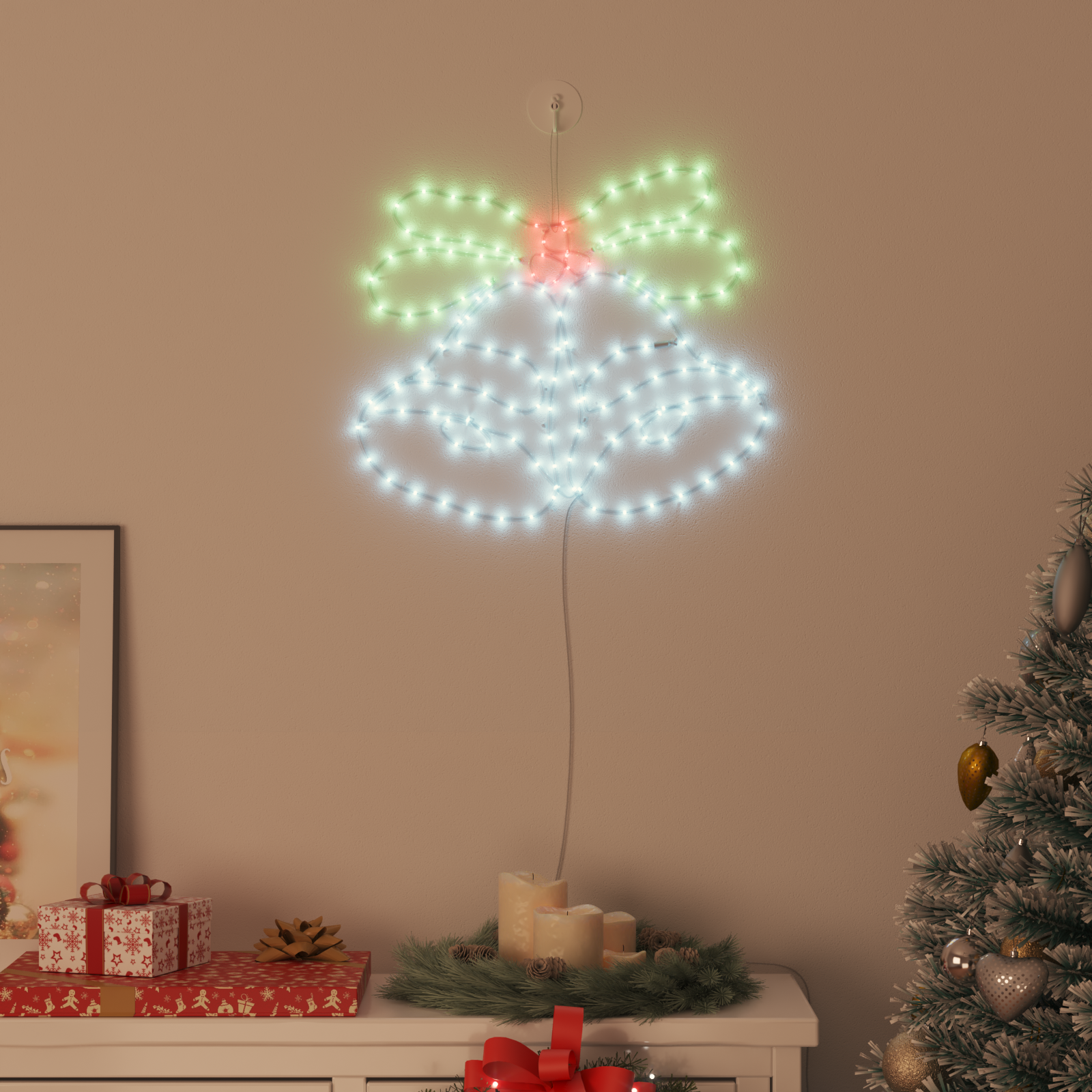 Kalėdų skambutis su 144 LED Įvairiaspalvis 56 x 46 cm PVC
