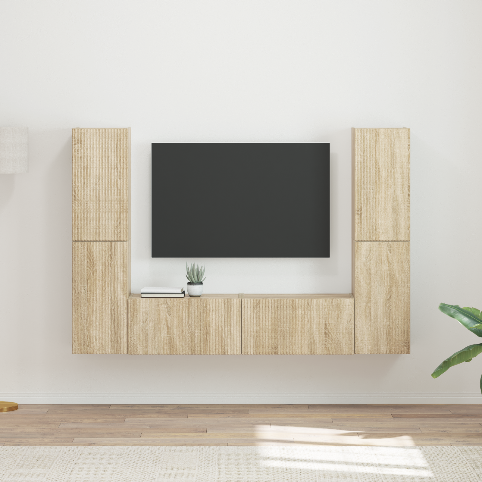 TV spintelių komplektas 6 pcs Sonoma ąžuolas Apdirbta mediena