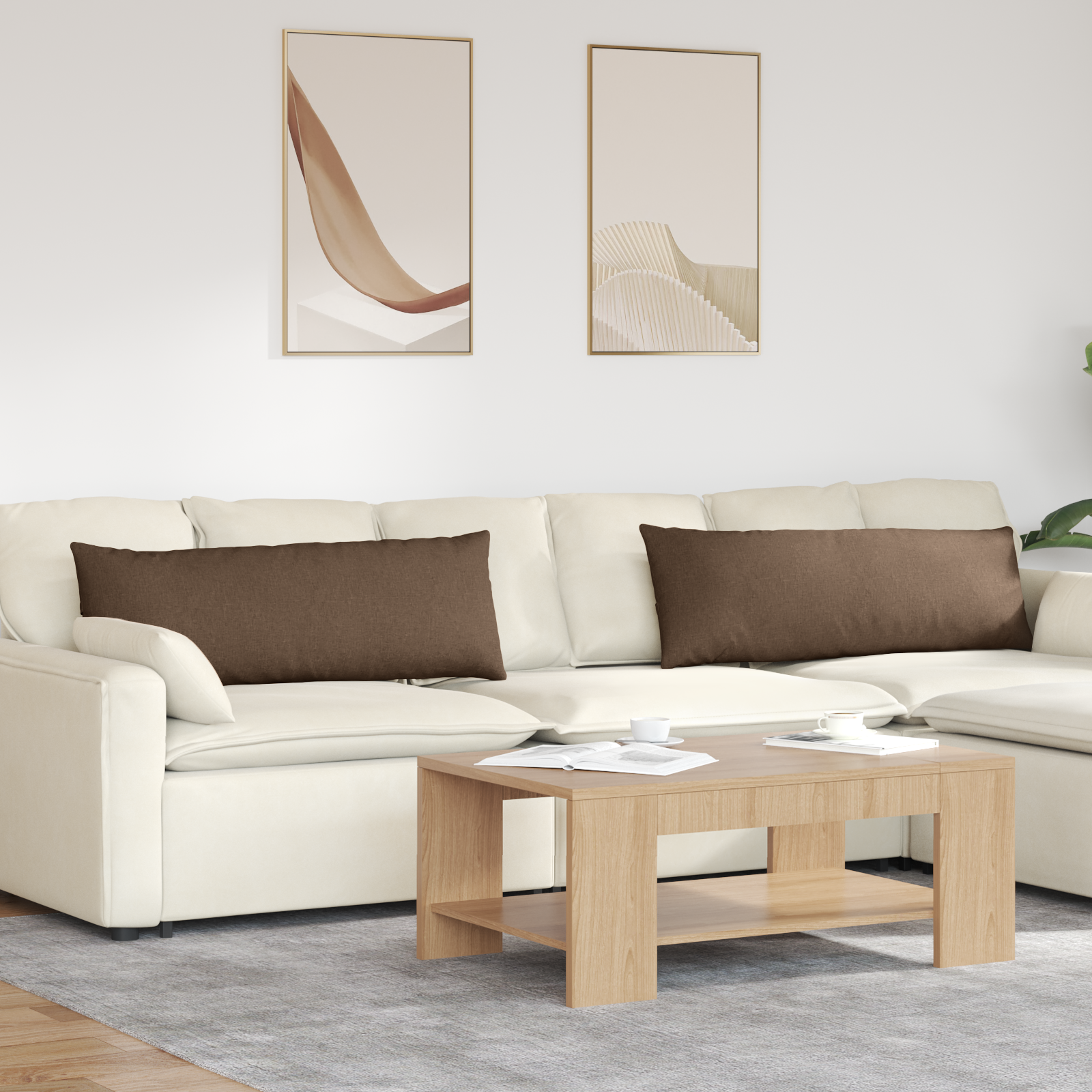 Dīvāna spilveni 2 gab. brūni 120 x 40 cm audums