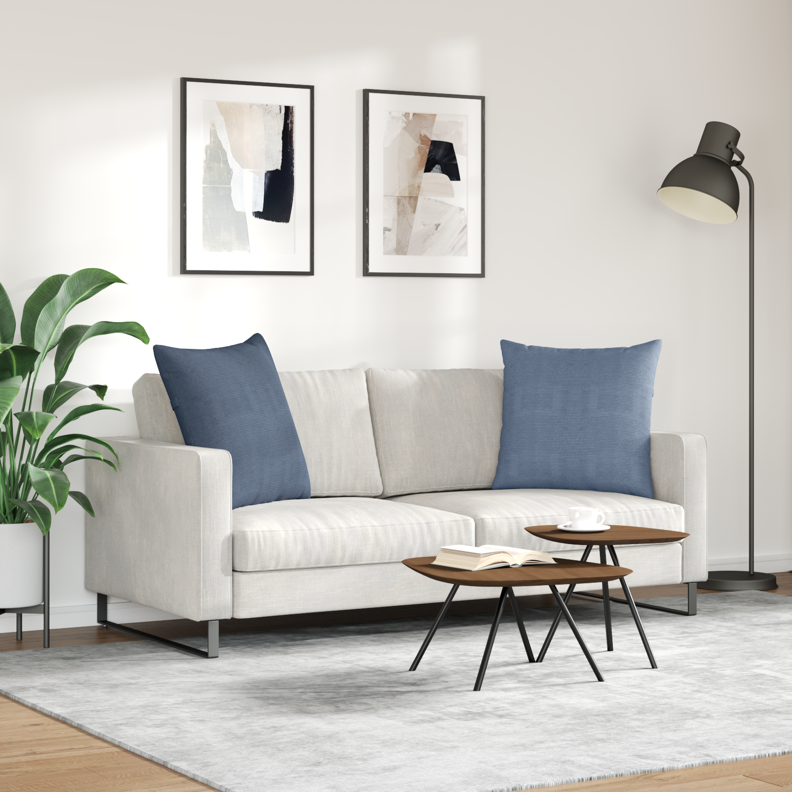 Sofa Pagalvės 2 pcs Mėlyna 80 x 80 cm Kordūrinis audinys