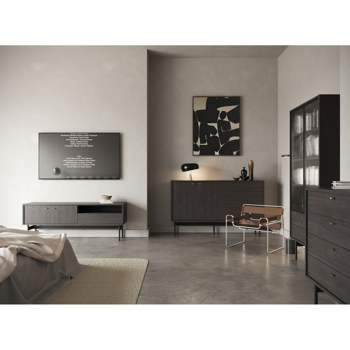 TV staliukas OLAR, uosio, 154 cm panoraminis vaizdas