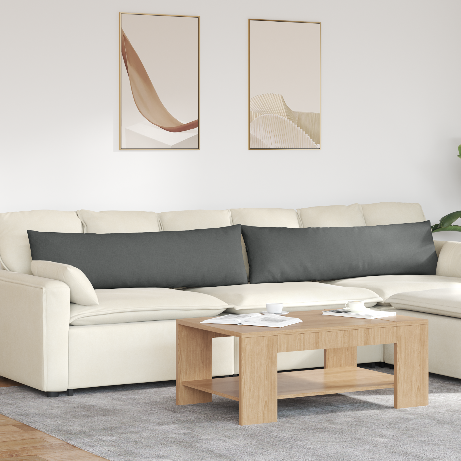 Sofa Pagalvės 2 pcs Tamsiai pilka 145 x 40 cm audinys