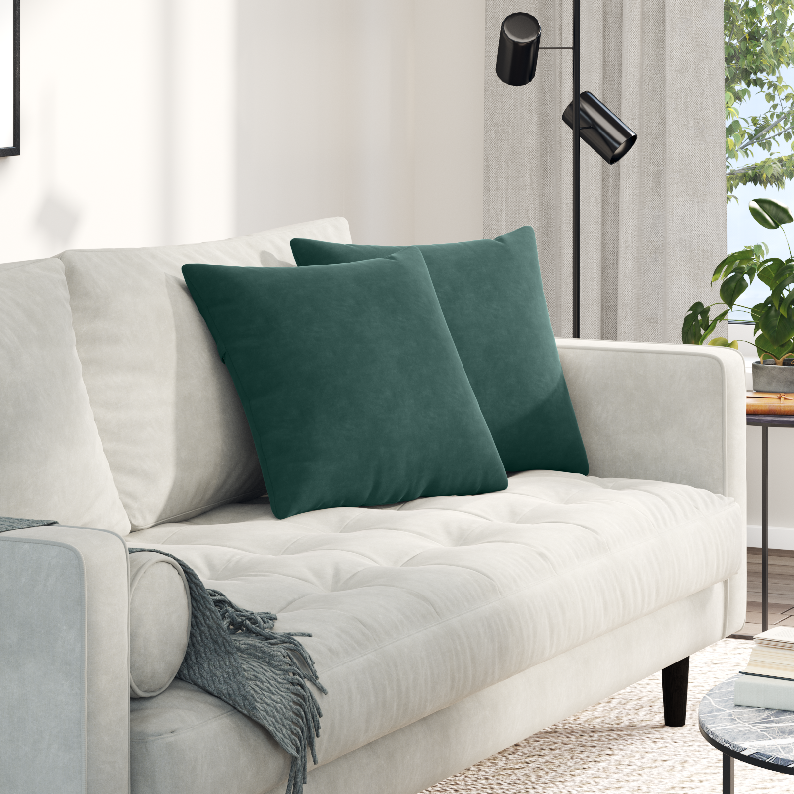 Sofa Pagalvės 2 pcs Tamsiai žalia 45 x 45 cm Kordūrinis audinys