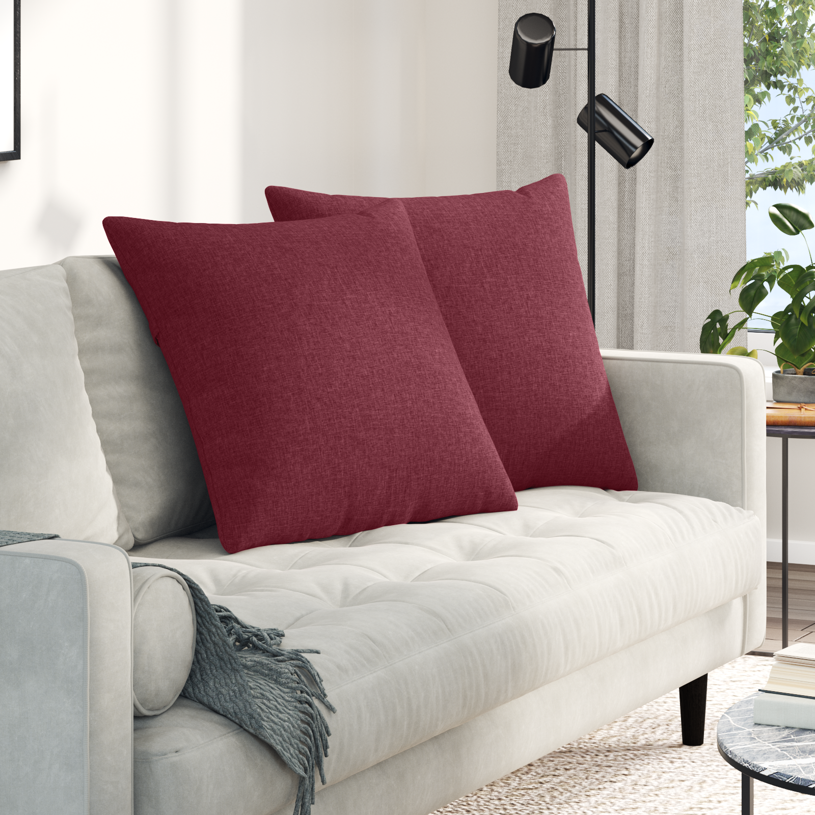 Sofa Pillows 2 pcs Wine Red 60 x 60 cm fabric