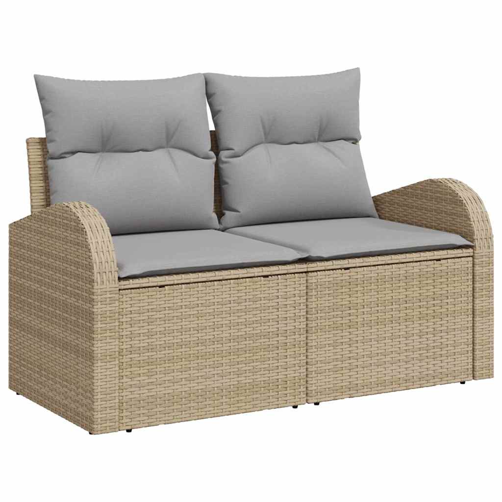10 Dalių Sodo Sofa Komplektas su Pagalvėlėmis Bežinė Poli Ratanas Akacija - Namų Idėja