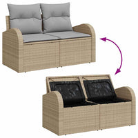 10 Dalių Sodo Sofa Komplektas su Pagalvėlėmis Bežinė Poli Ratanas Akacija - Namų Idėja