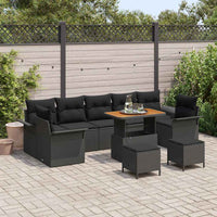 10 dalių sodo sofa komplektas su pagalvėlėmis Juodame poli rataną Acacia - Namų Idėja