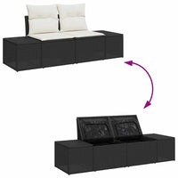10 dalių sodo sofa komplektas su pagalvėlėmis Juodas Poliratanas Akacija - Namų Idėja