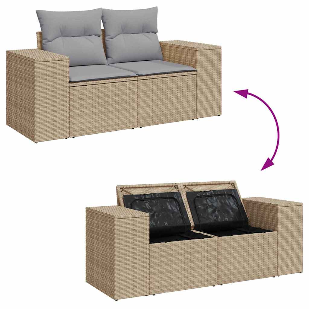 10 dalių sodo sofa komplektas su pagalvėlėmis smėlio poli ratanas akacija - Namų Idėja